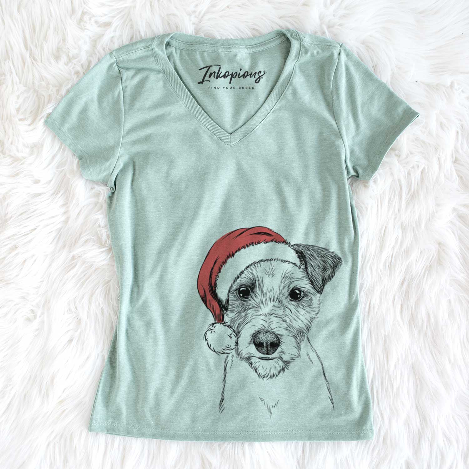 Santa Bogart the Parson Russell Terrier - Women's V-neck Shirt