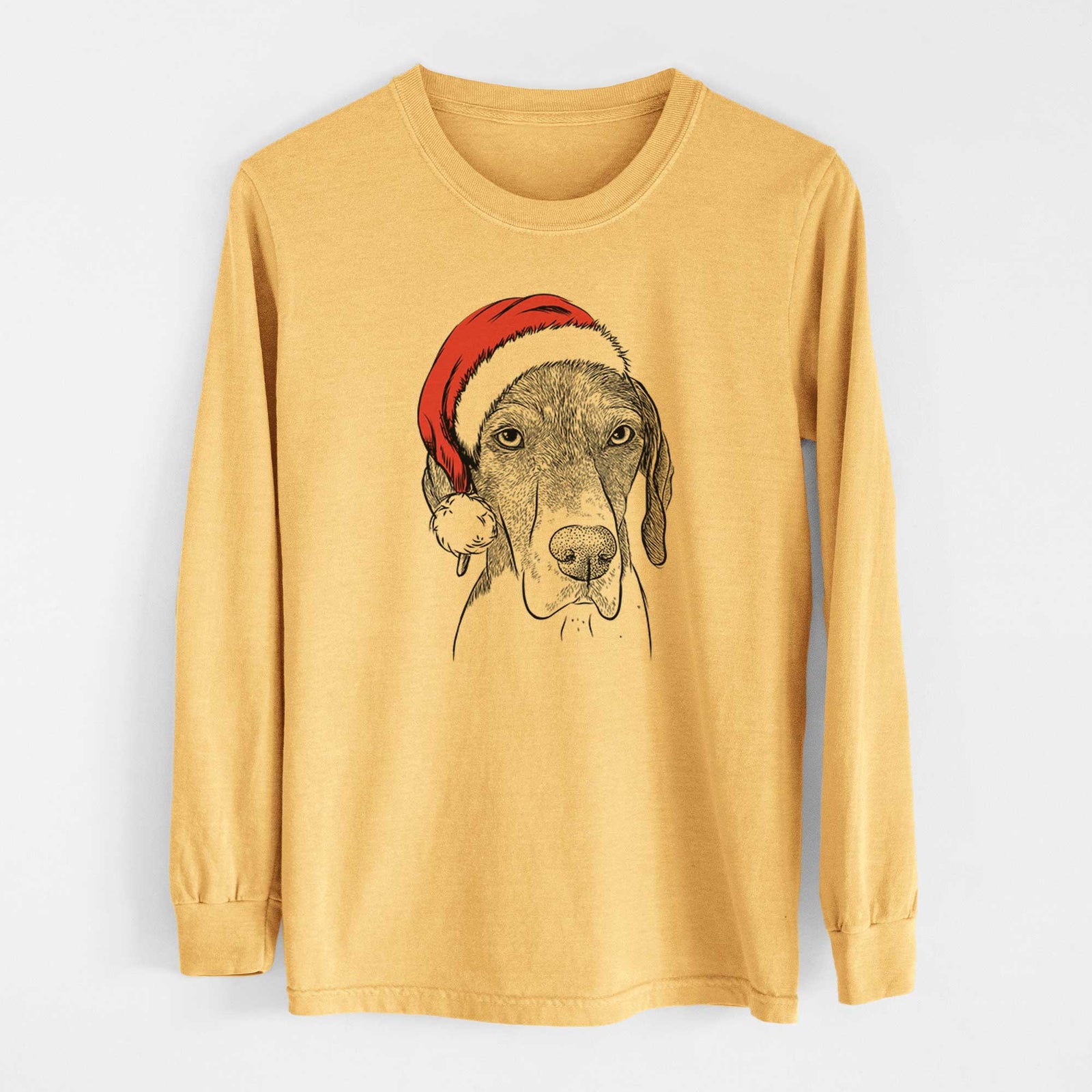 Santa Bohdi the German Shorthaired Pointer - Heavyweight 100% Cotton Long Sleeve