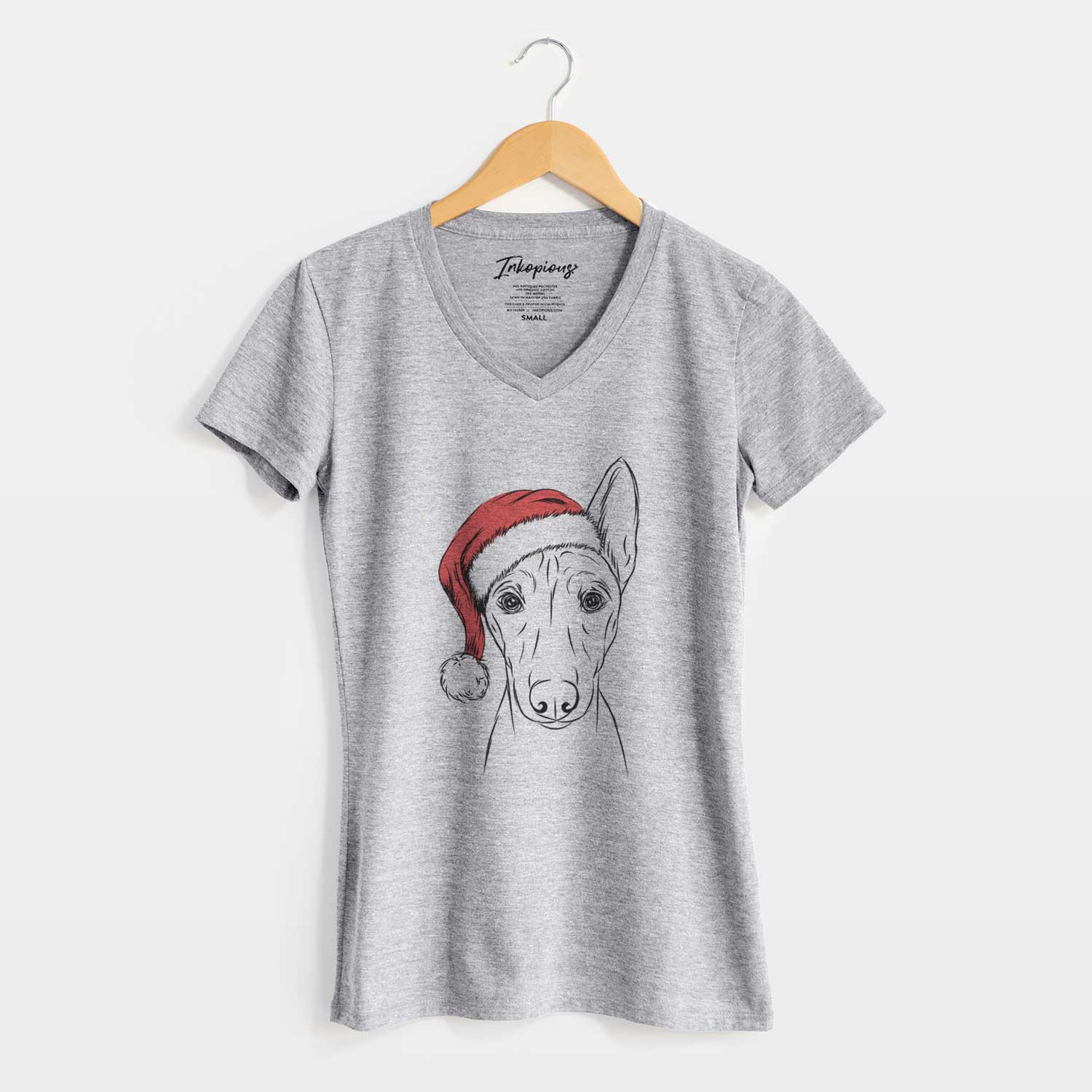 Santa Bonsai the Basenji - Women's V-neck Shirt