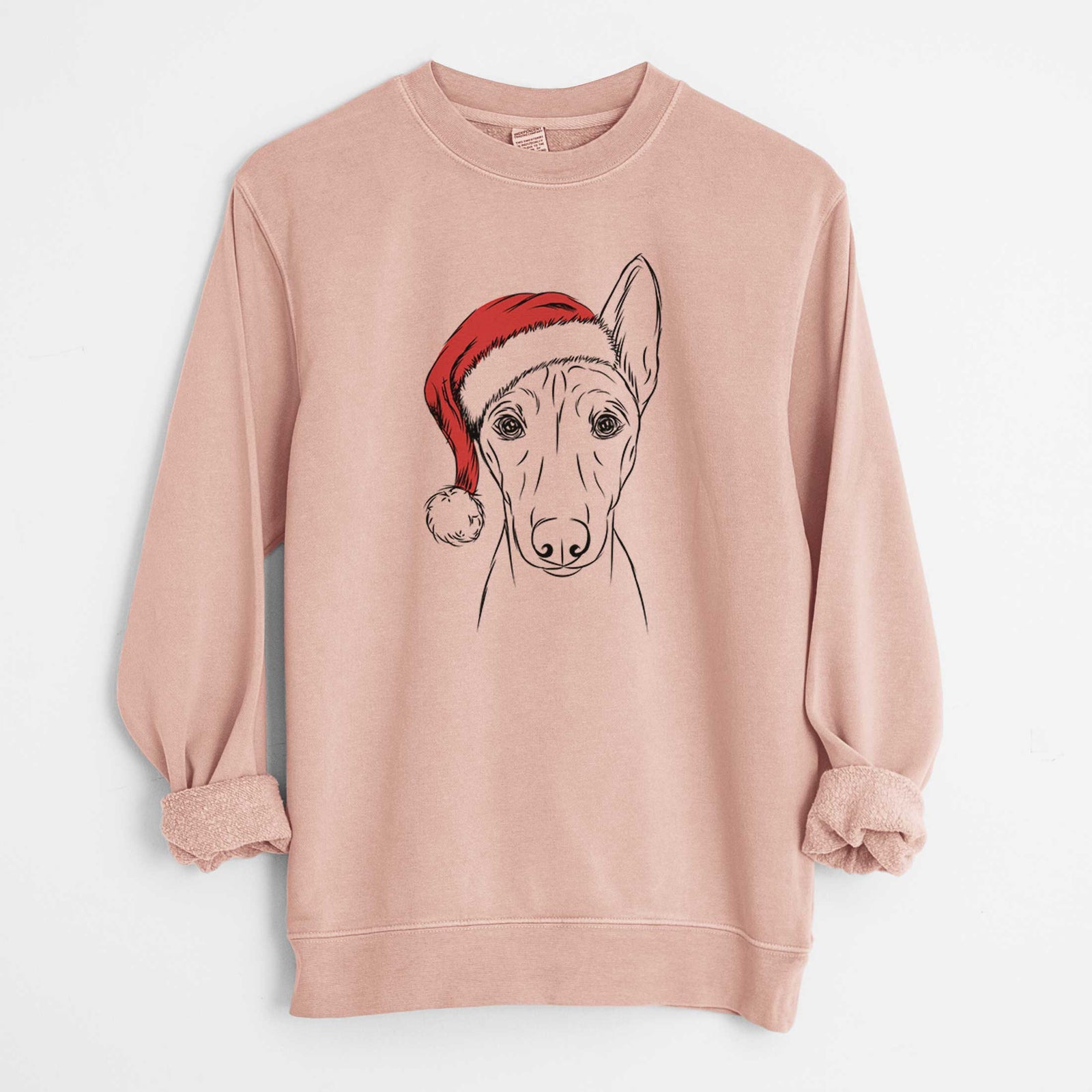 Santa Bonsai the Basenji - Unisex Pigment Dyed Crew Sweatshirt