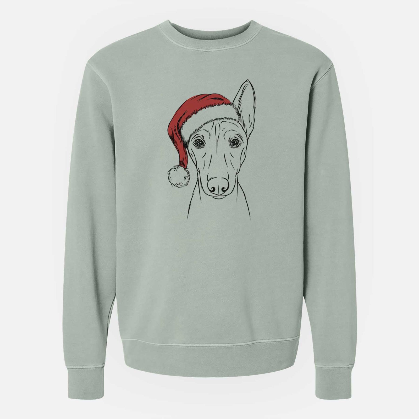 Santa Bonsai the Basenji - Unisex Pigment Dyed Crew Sweatshirt