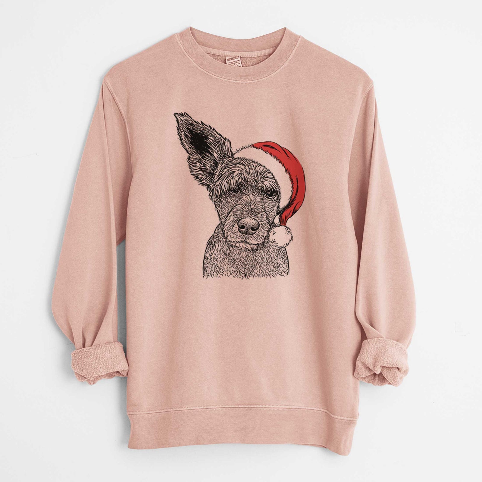 Santa Boodles the Schnauzer Mix - Unisex Pigment Dyed Crew Sweatshirt