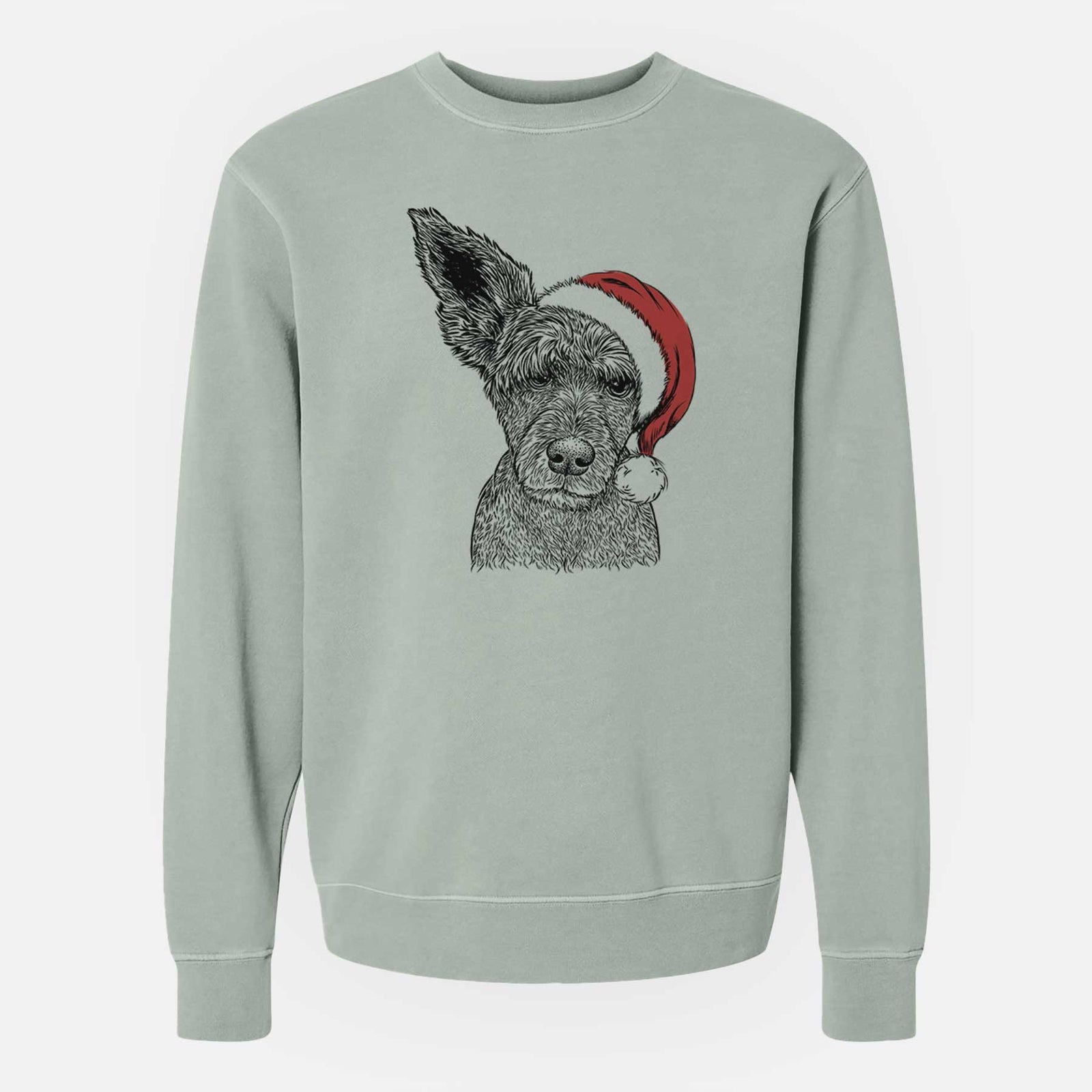 Santa Boodles the Schnauzer Mix - Unisex Pigment Dyed Crew Sweatshirt