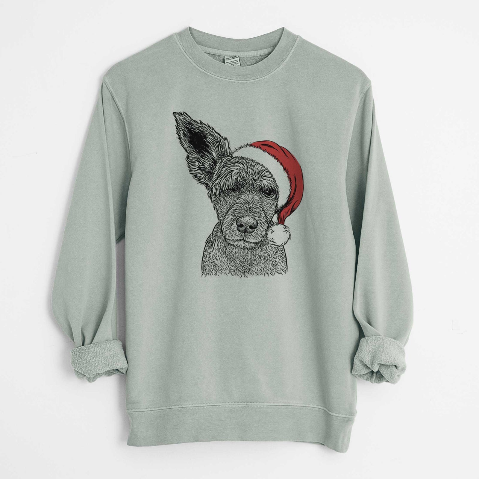 Santa Boodles the Schnauzer Mix - Unisex Pigment Dyed Crew Sweatshirt
