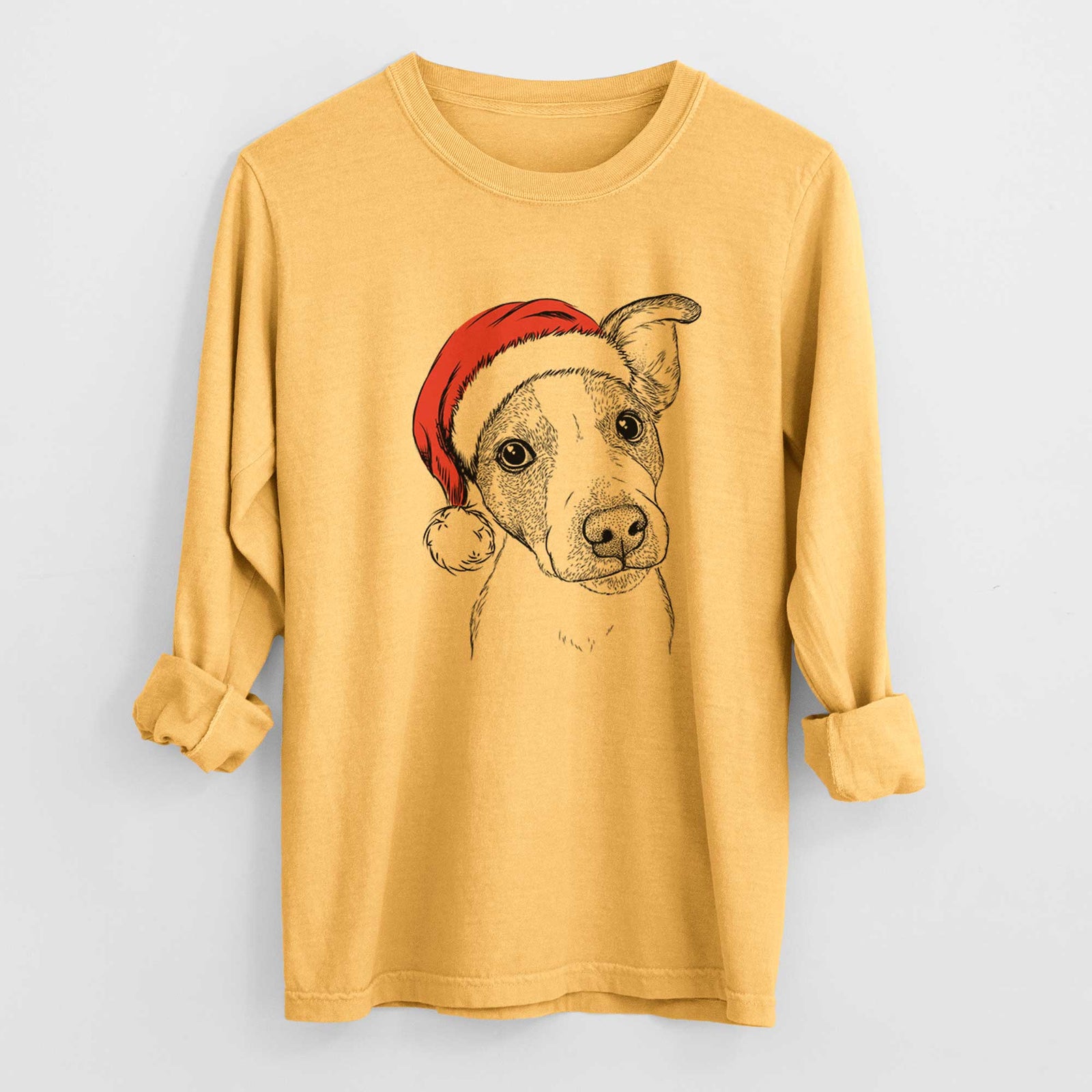 Santa Bosse the Jack Russell Terrier - Heavyweight 100% Cotton Long Sleeve