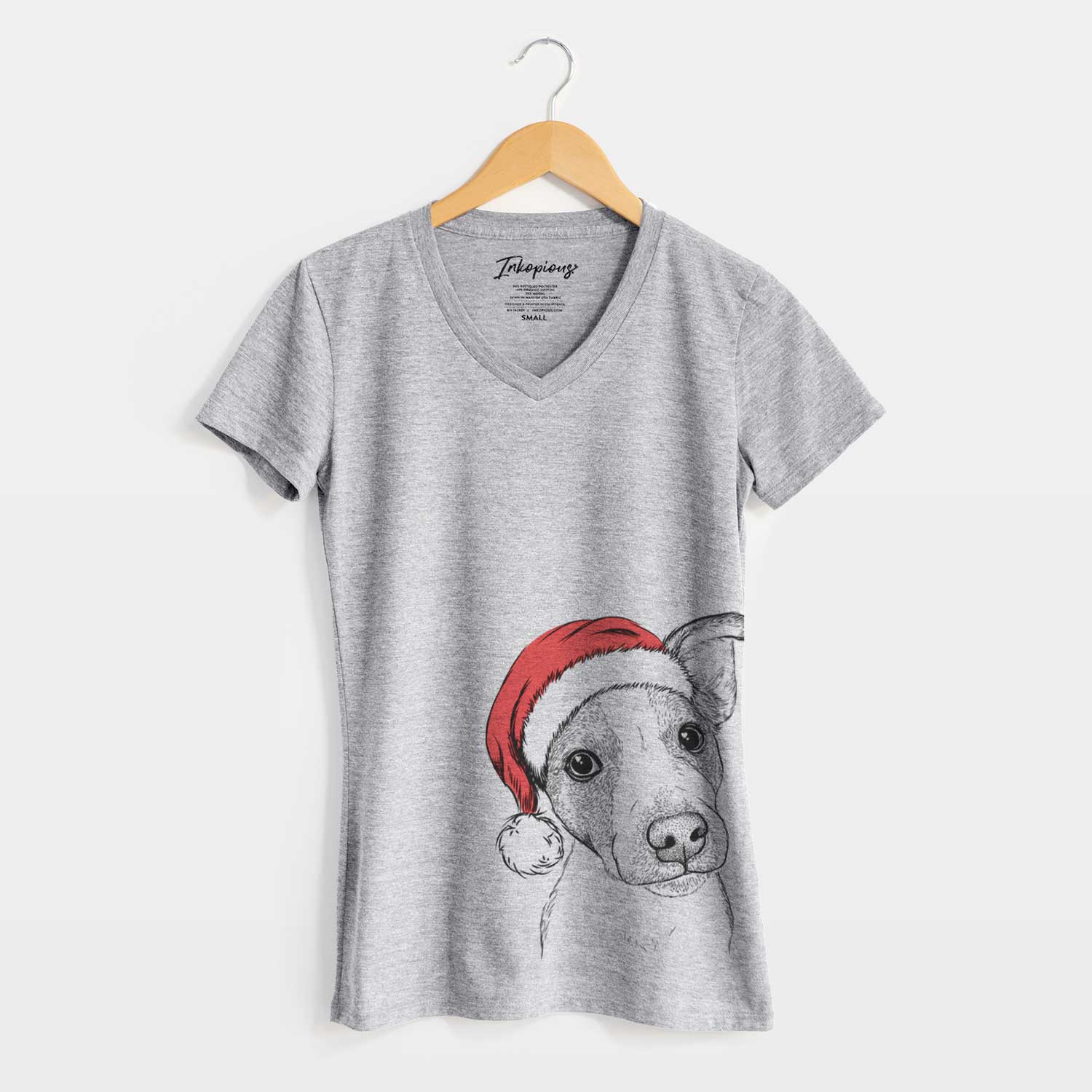 Santa Bosse the Jack Russell Terrier - Women's V-neck Shirt