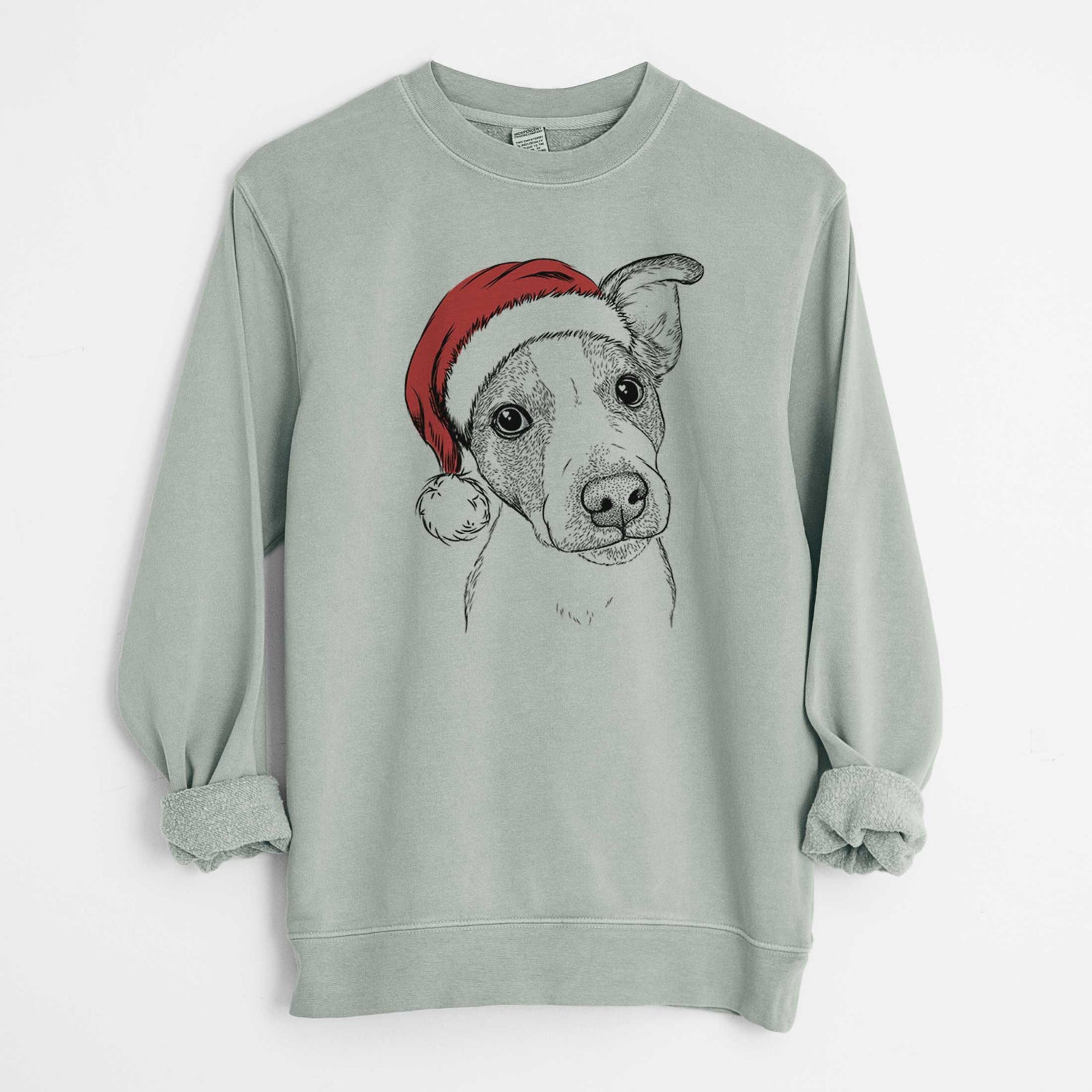 Santa Bosse the Jack Russell Terrier - Unisex Pigment Dyed Crew Sweatshirt