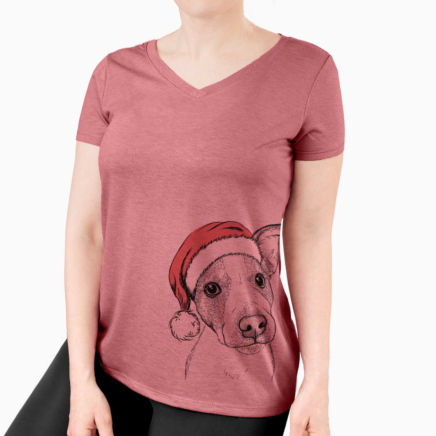 Santa Bosse the Jack Russell Terrier - Women's V-neck Shirt