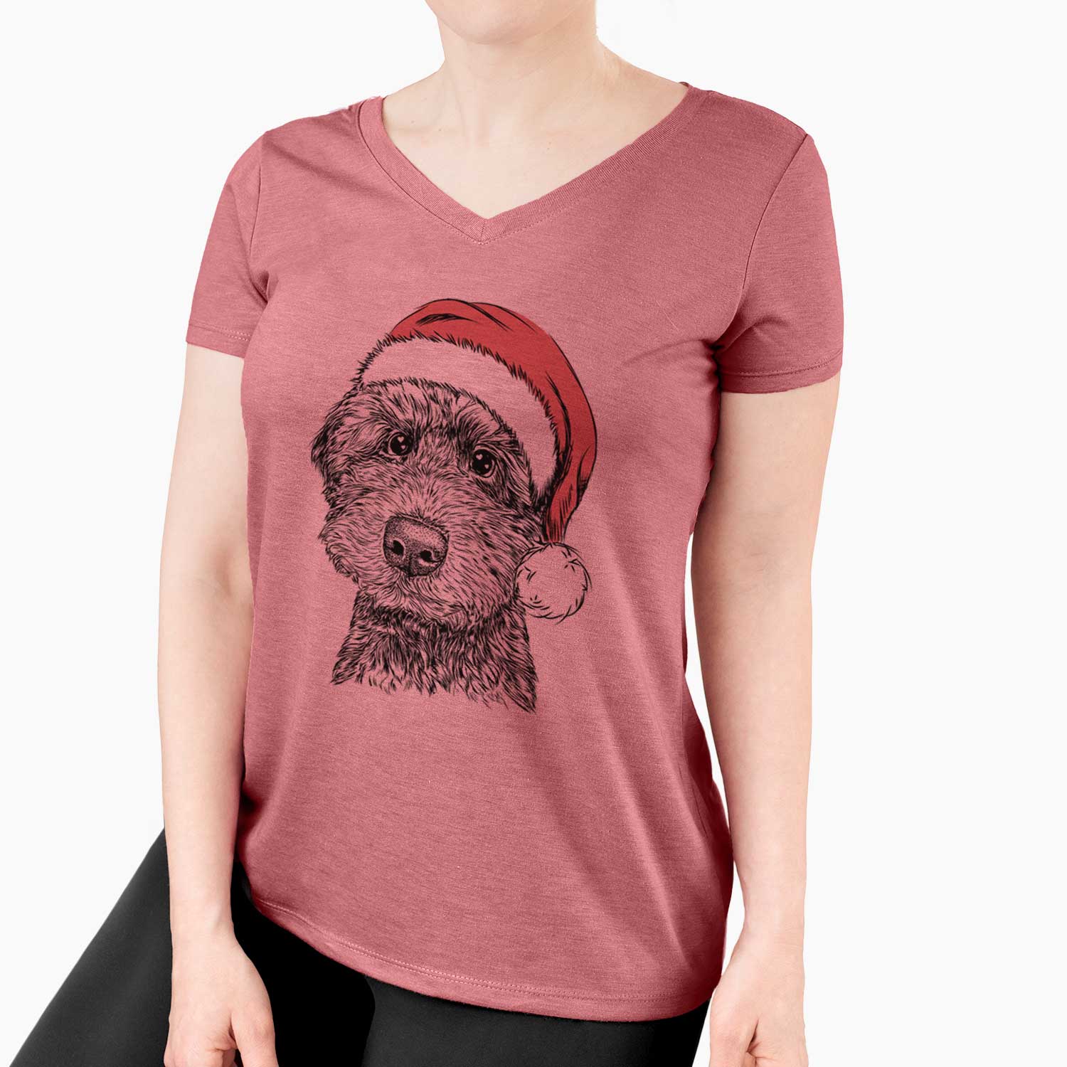 Santa Bowser the Whoodle - Women's V-neck Shirt