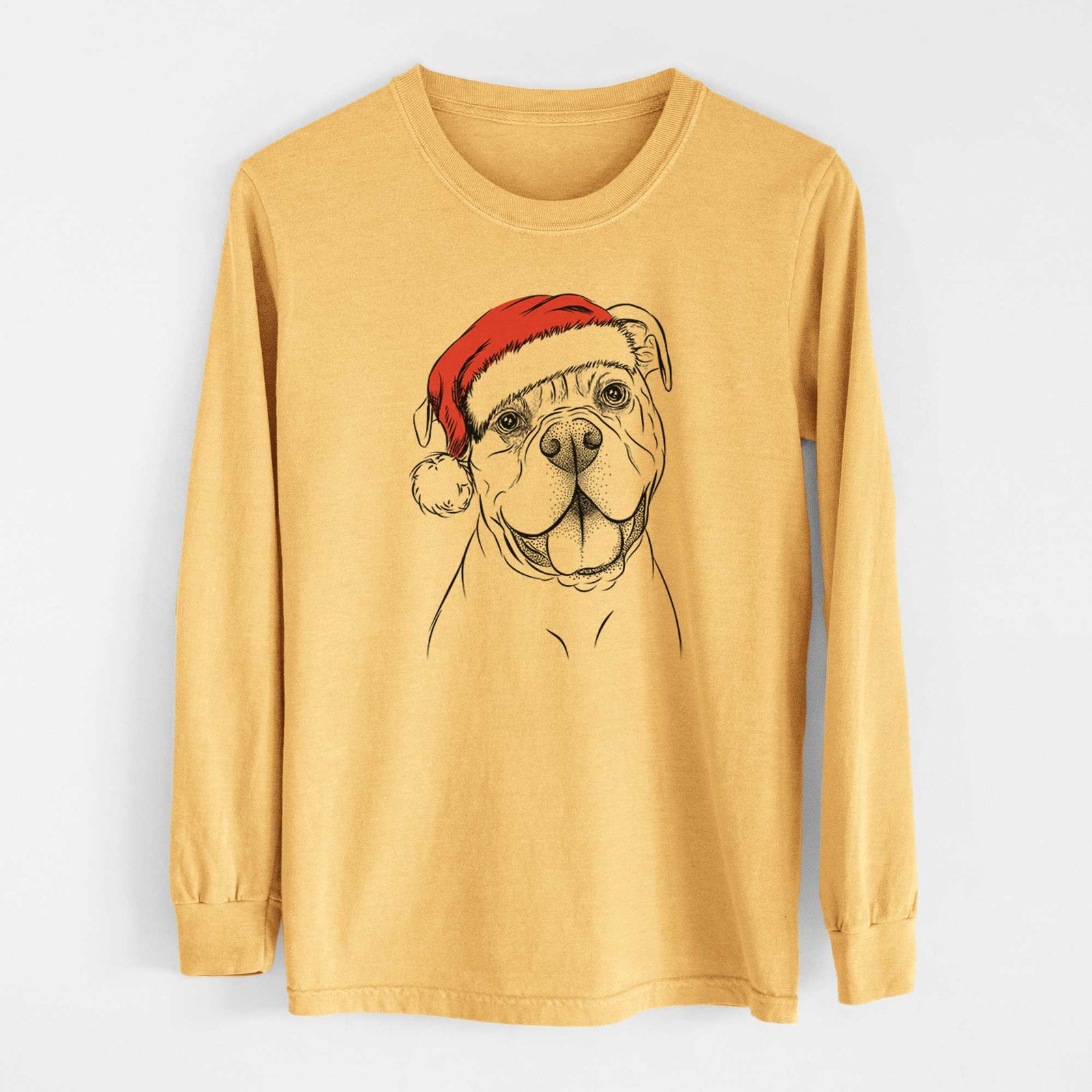 Santa Bravo the Bulldog Mix - Heavyweight 100% Cotton Long Sleeve