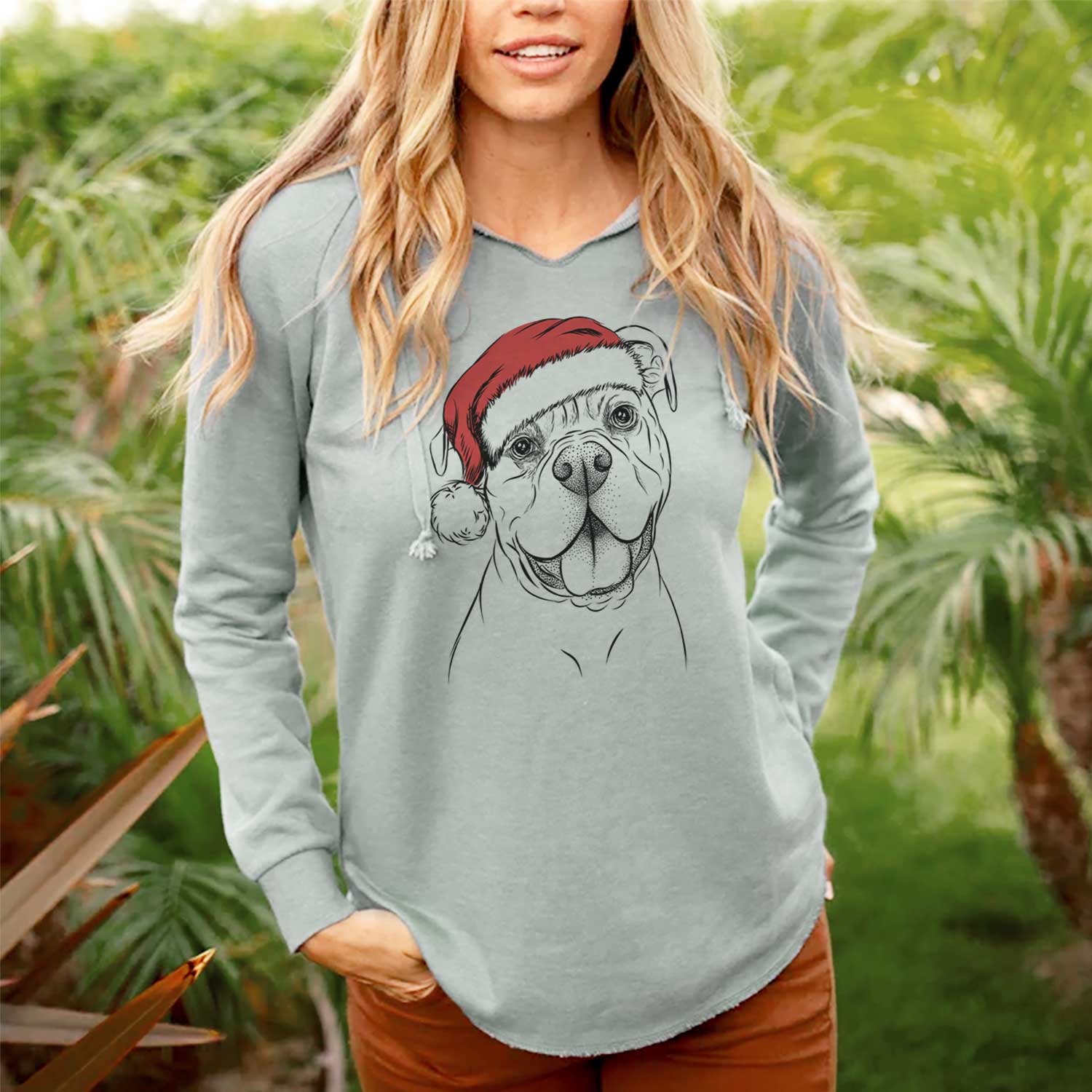 Santa Bravo the Bulldog Mix - Cali Wave Hooded Sweatshirt
