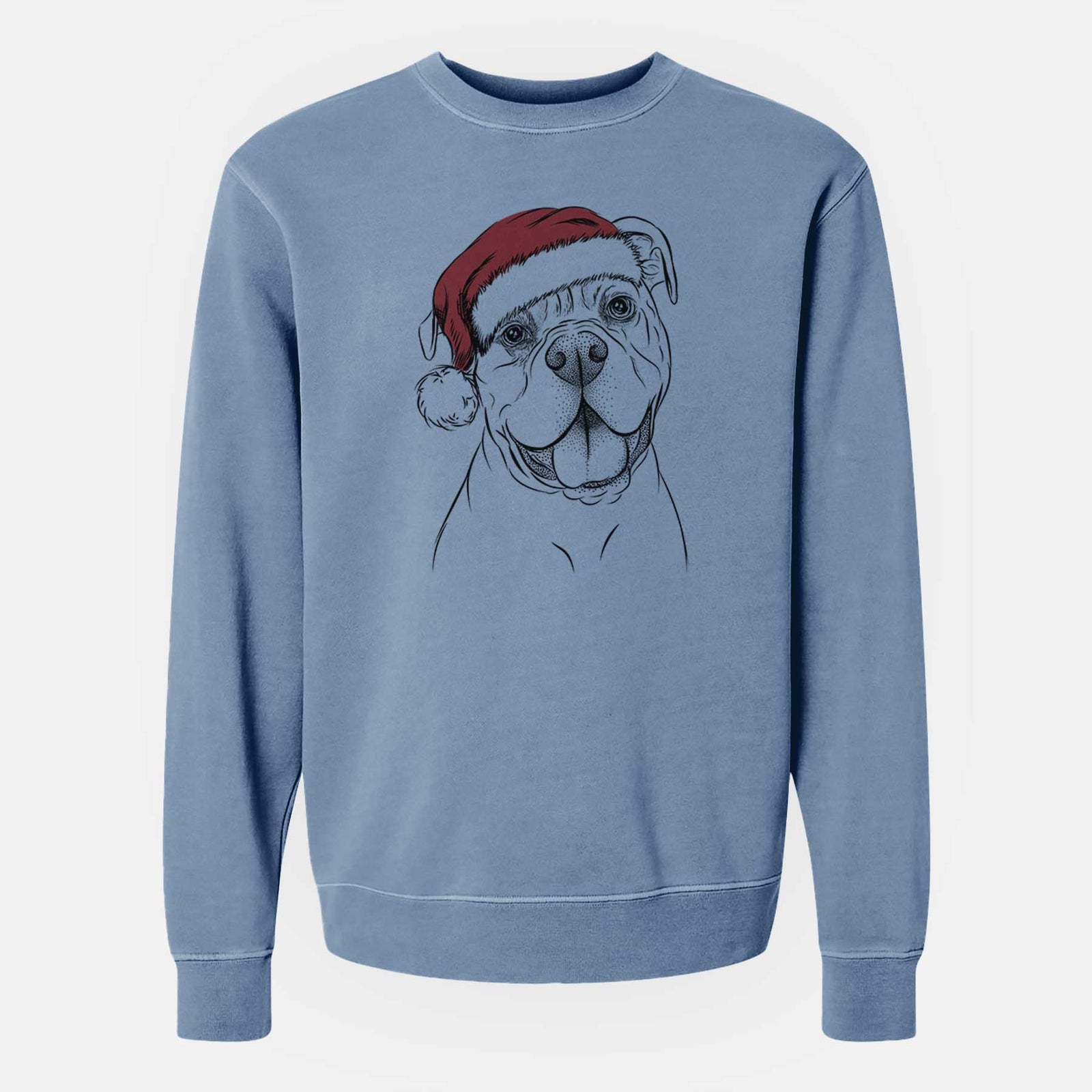 Santa Bravo the Bulldog Mix - Unisex Pigment Dyed Crew Sweatshirt