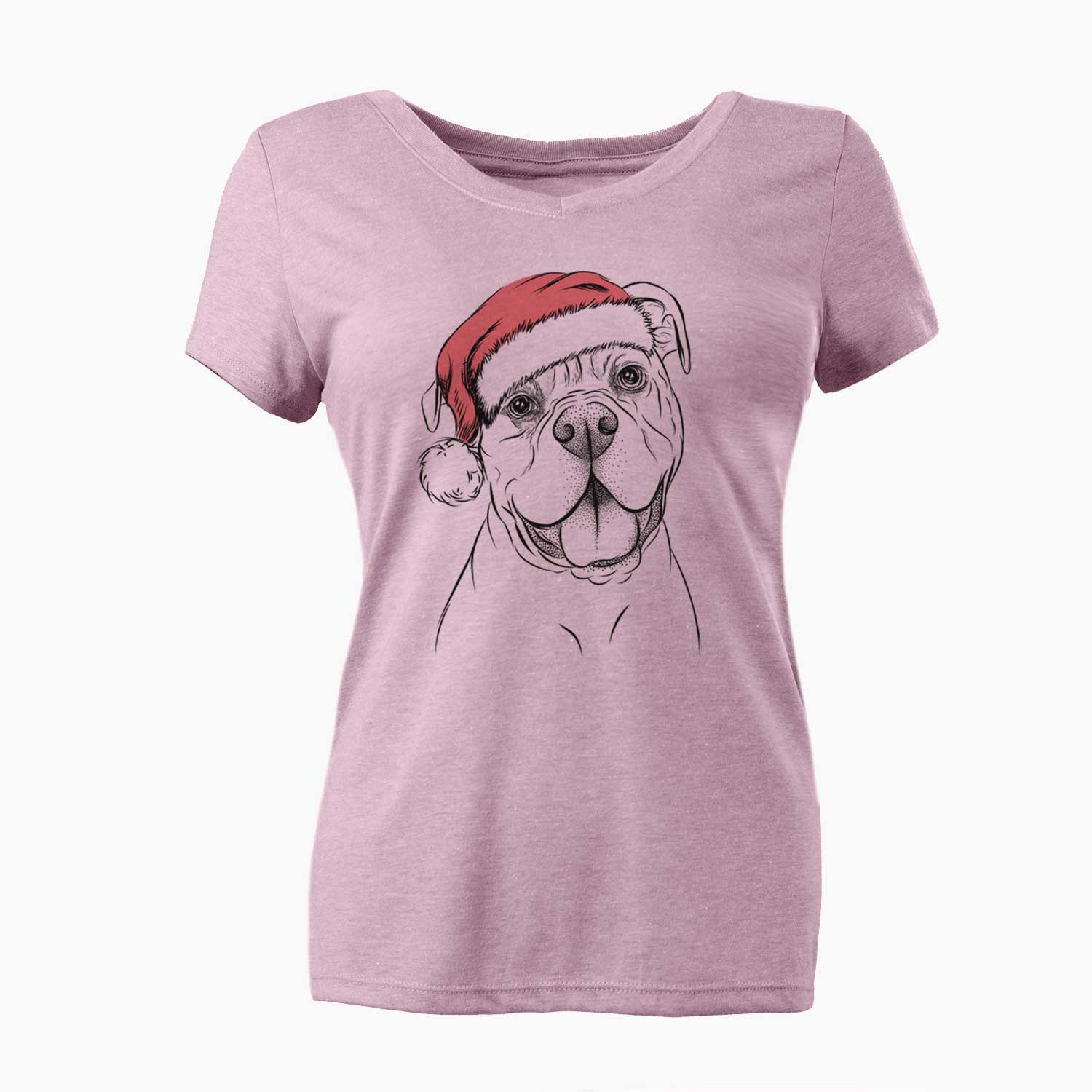 Santa Bravo the Bulldog Mix - Women's V-neck Shirt