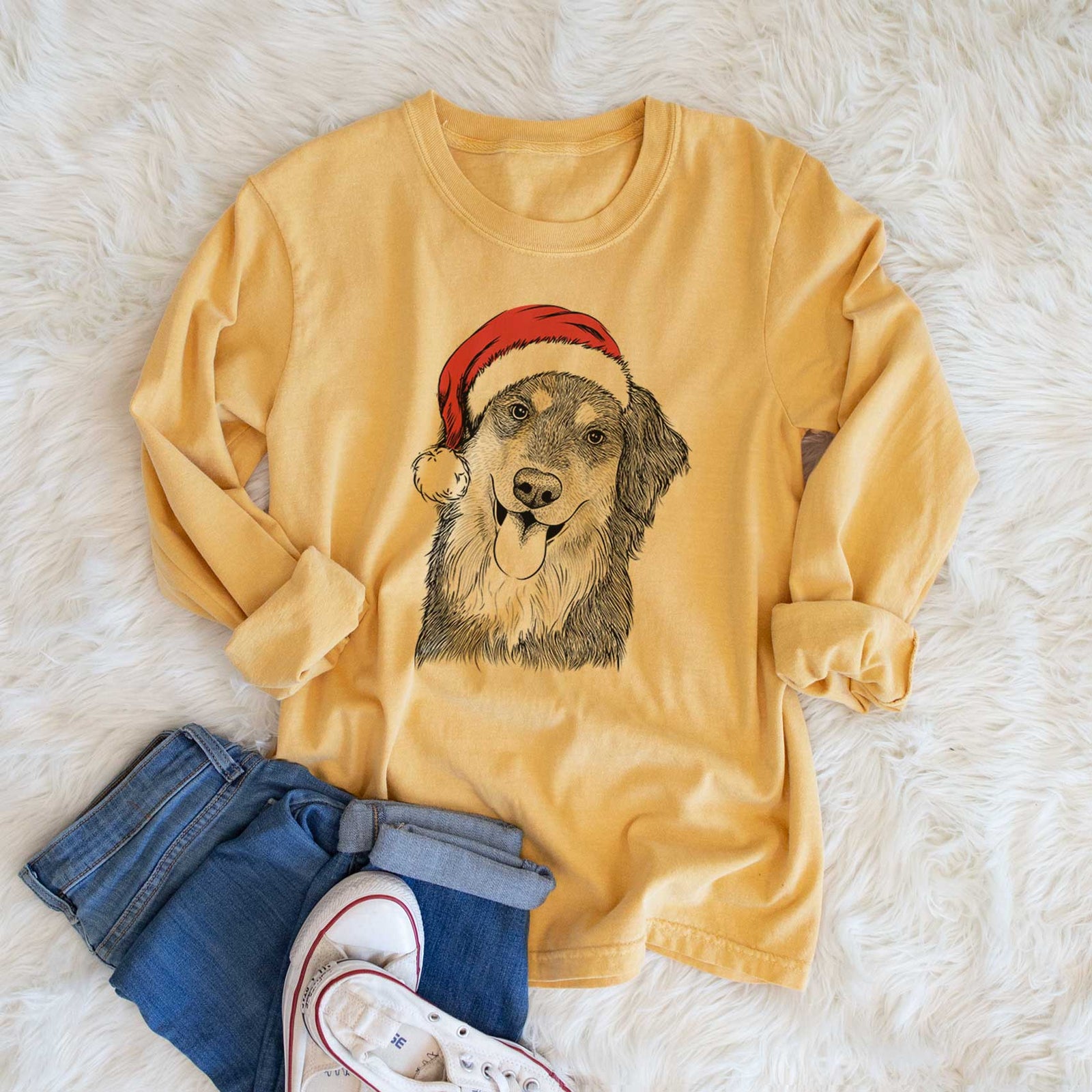 Santa Brodie the Golden Aussie - Heavyweight 100% Cotton Long Sleeve
