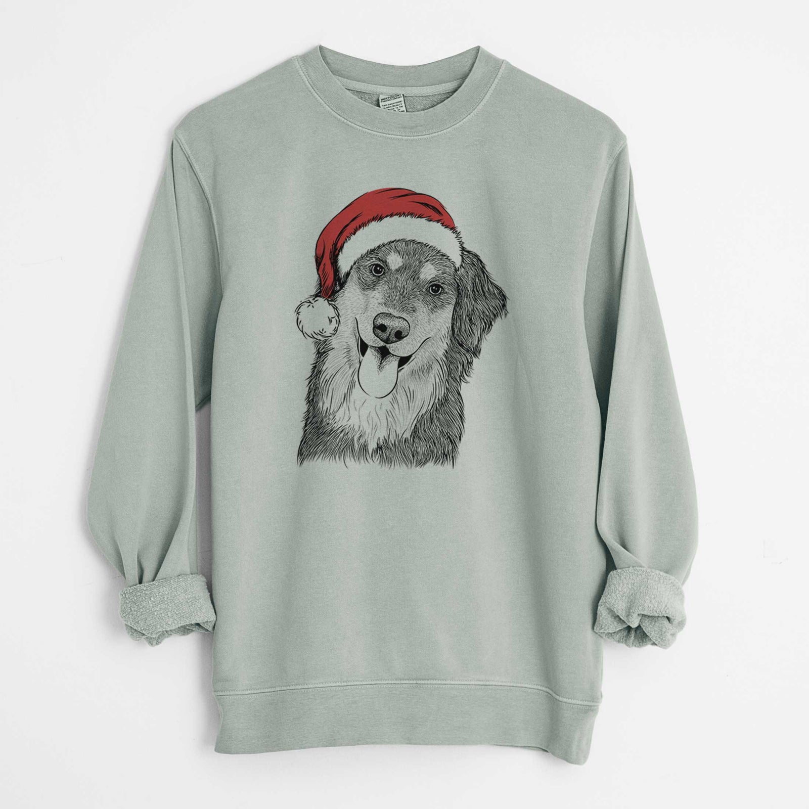 Santa Brodie the Golden Aussie - Unisex Pigment Dyed Crew Sweatshirt