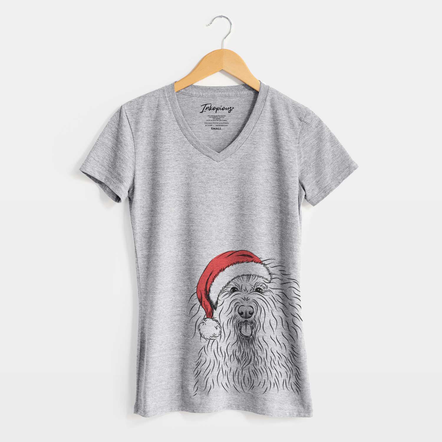 Santa Brody the Old English Sheepdog - Women's V-neck Shirt