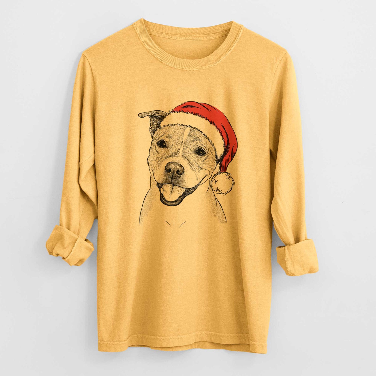 Santa BrookLyn the Staffordshire Bull Terrier - Heavyweight 100% Cotton Long Sleeve