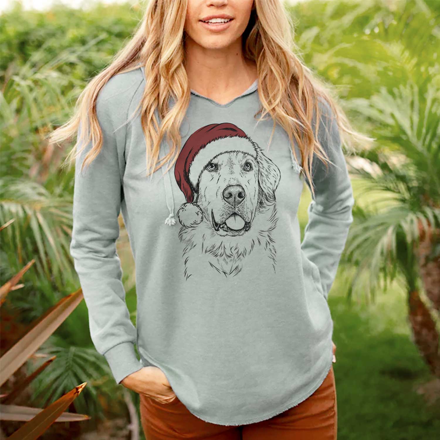 Santa Brophy the Great Pyrenees - Cali Wave Hooded Sweatshirt