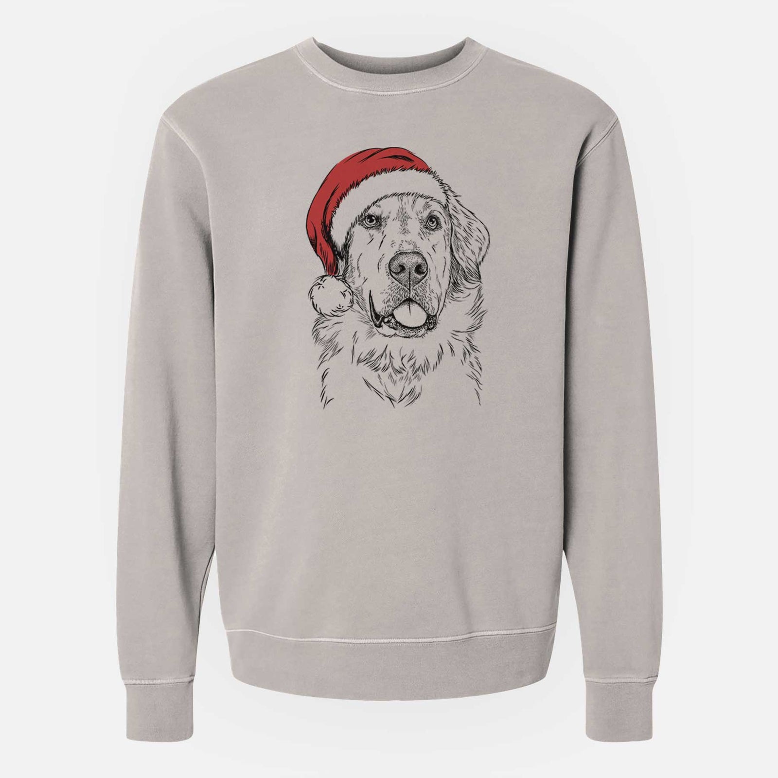 Santa Brophy the Great Pyrenees - Unisex Pigment Dyed Crew Sweatshirt