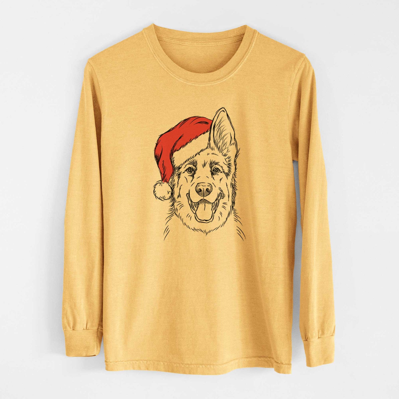 Santa Brutus the German Shepherd - Heavyweight 100% Cotton Long Sleeve