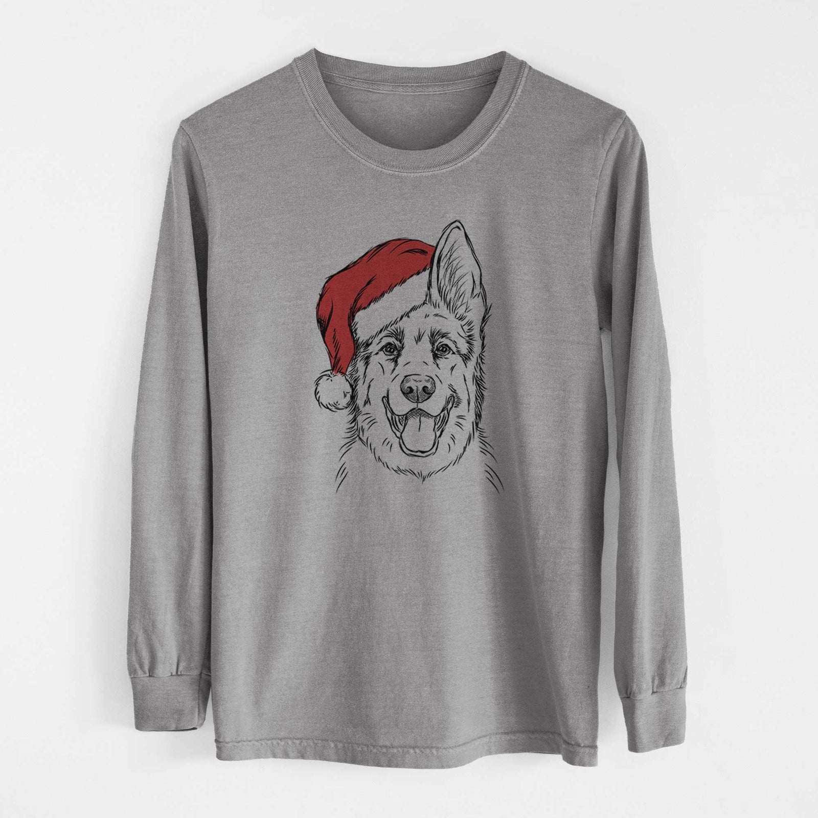 Santa Brutus the German Shepherd - Heavyweight 100% Cotton Long Sleeve