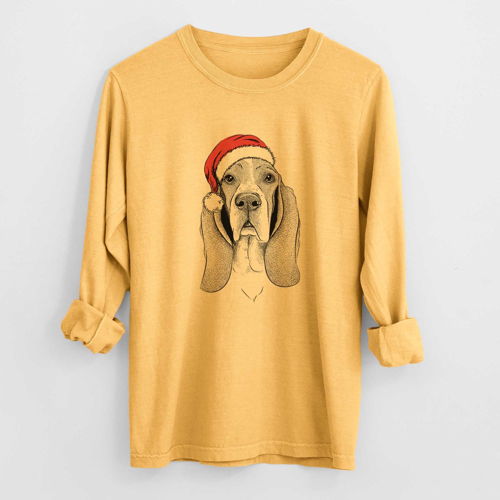 Santa Buckley the Basset Hound - Heavyweight 100% Cotton Long Sleeve