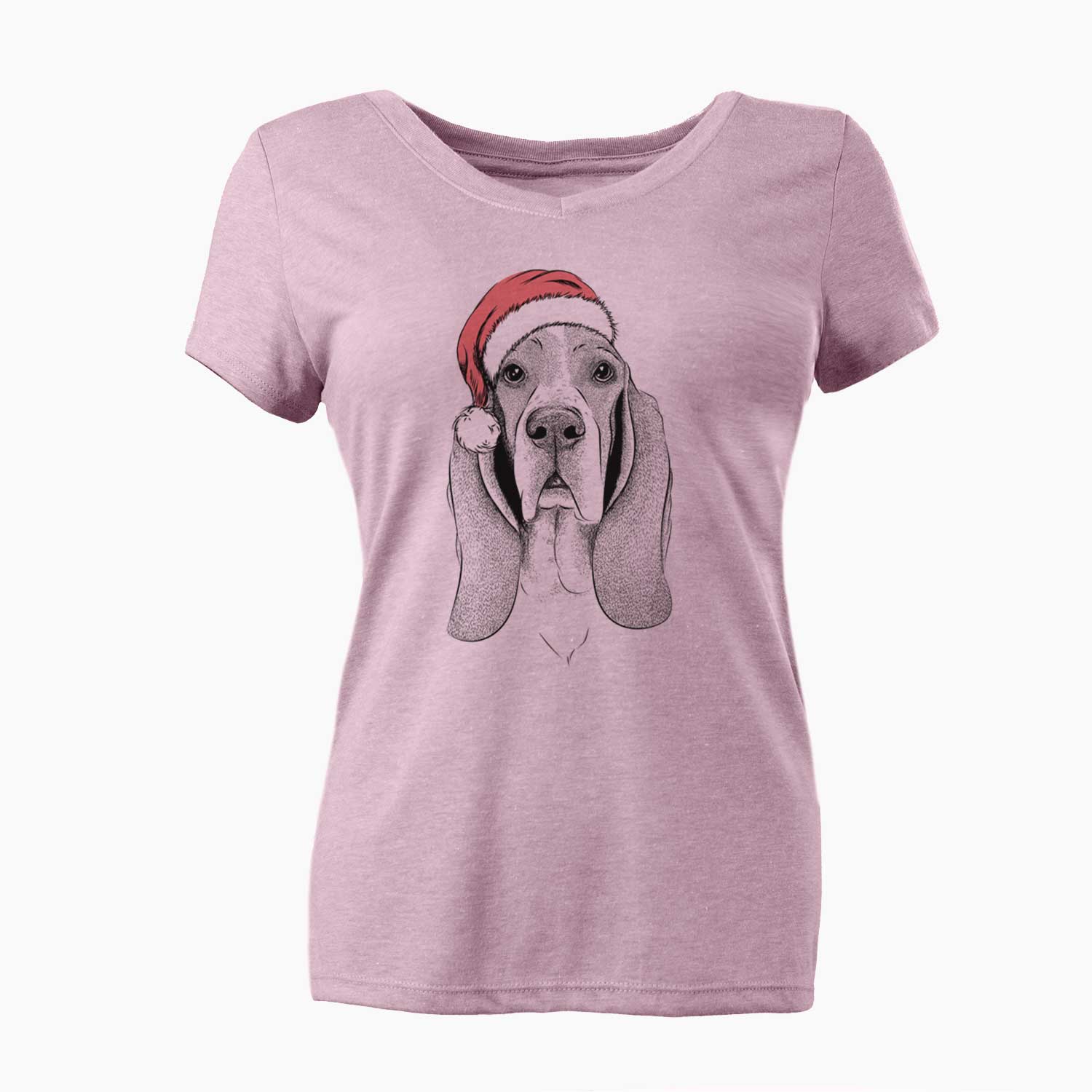 Santa Buckley the Basset Hound - Women's V-neck Shirt