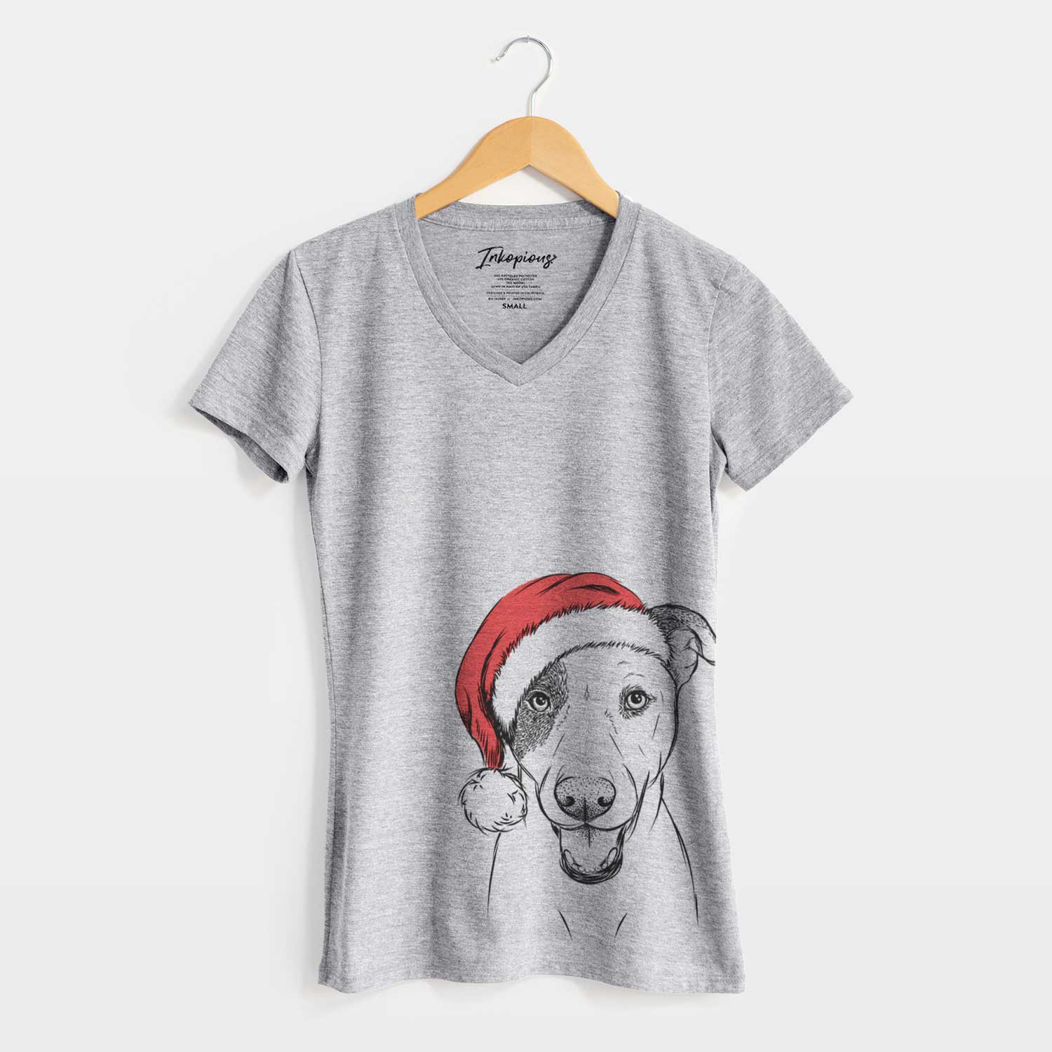 Santa Bucky the Mixed Breed - Women's V-neck Shirt