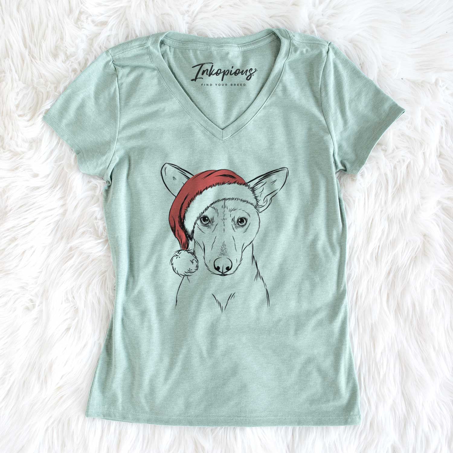 Santa Buff the Dorgi - Women's V-neck Shirt
