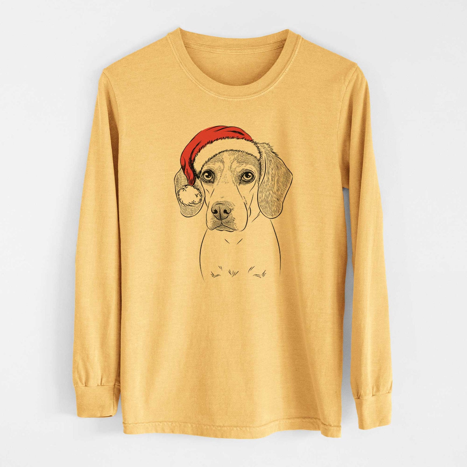 Santa Bumbee the Beagle - Heavyweight 100% Cotton Long Sleeve