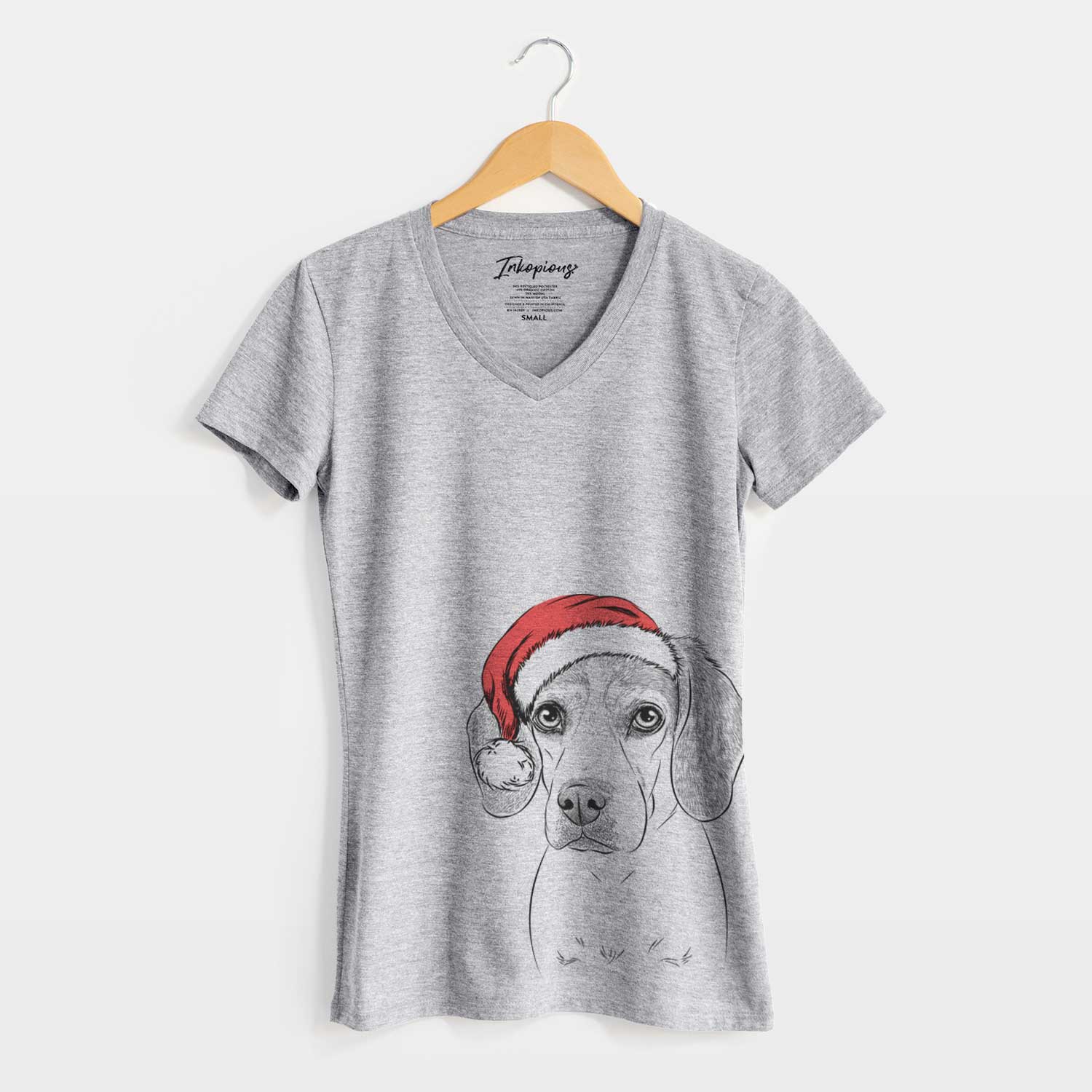 Santa Bumbee the Beagle - Women's V-neck Shirt