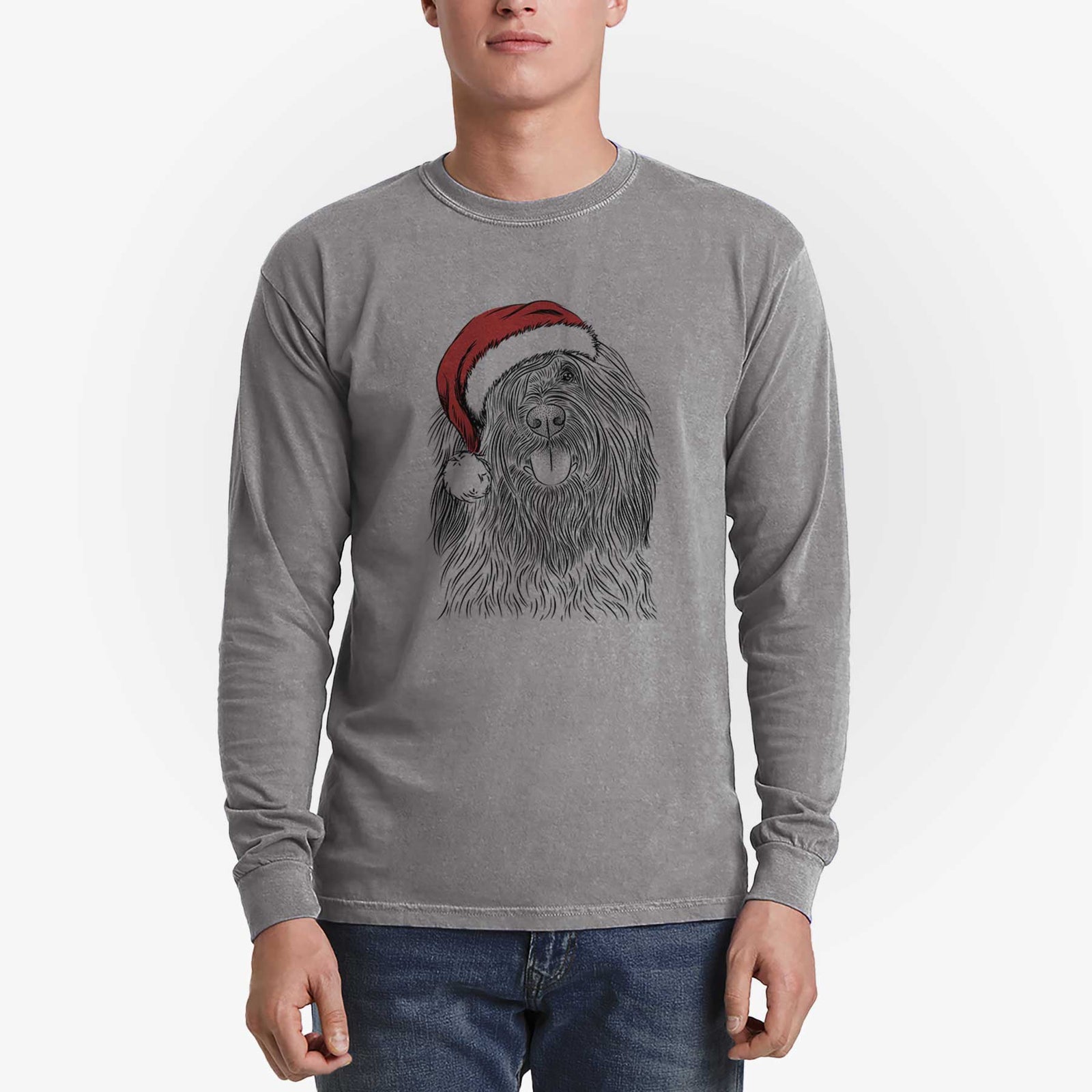 Santa Bundy the Briard - Heavyweight 100% Cotton Long Sleeve