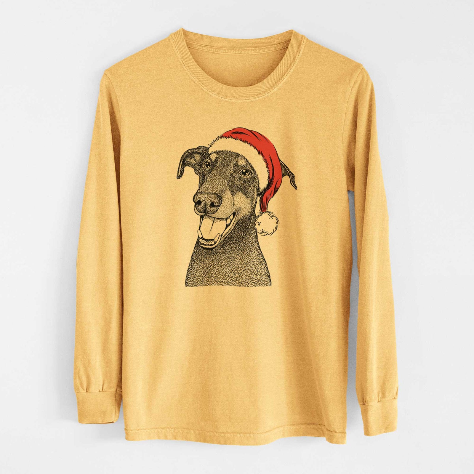 Santa Bunnie the Doberman Pinscher - Heavyweight 100% Cotton Long Sleeve