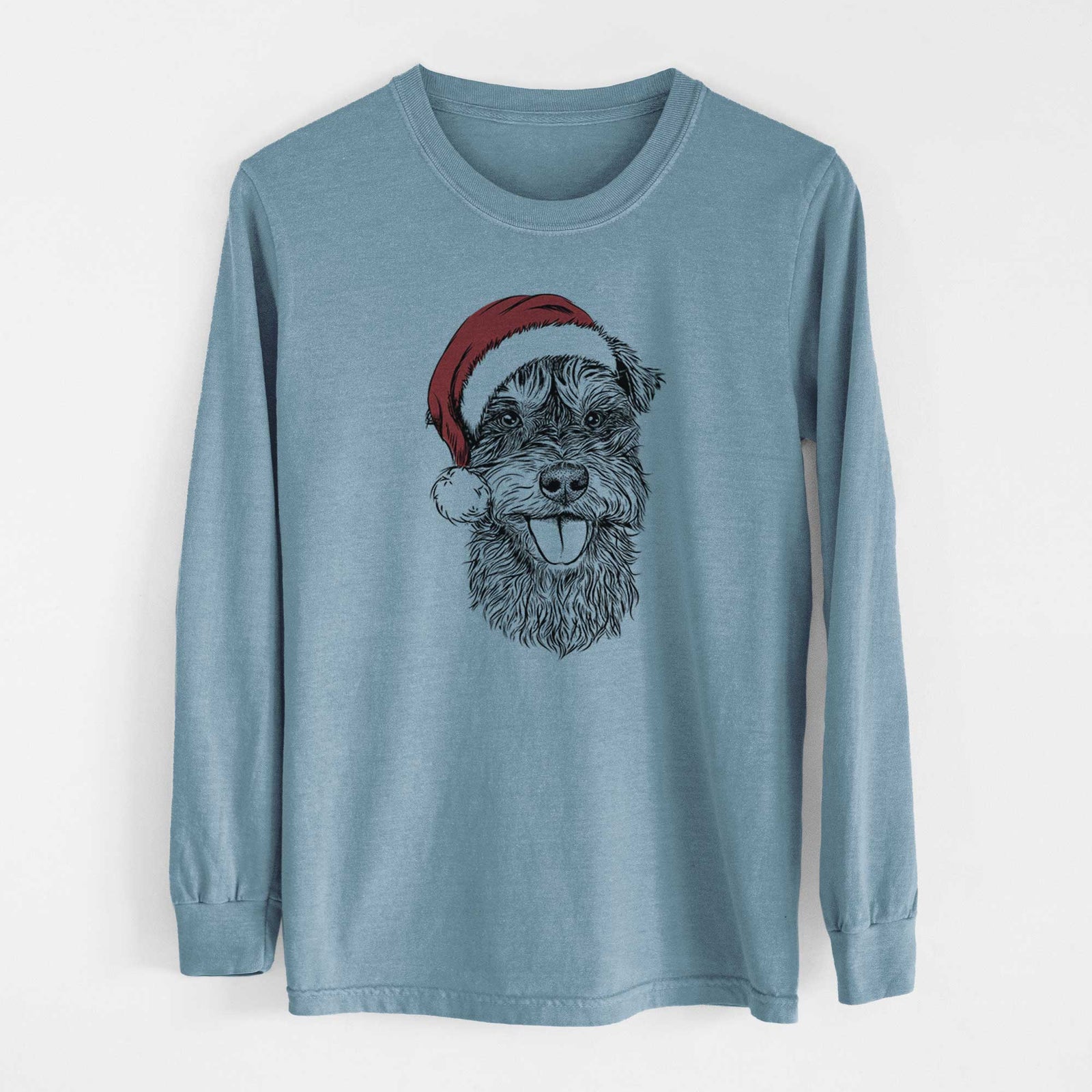 Santa Buster the Schnoodle - Heavyweight 100% Cotton Long Sleeve