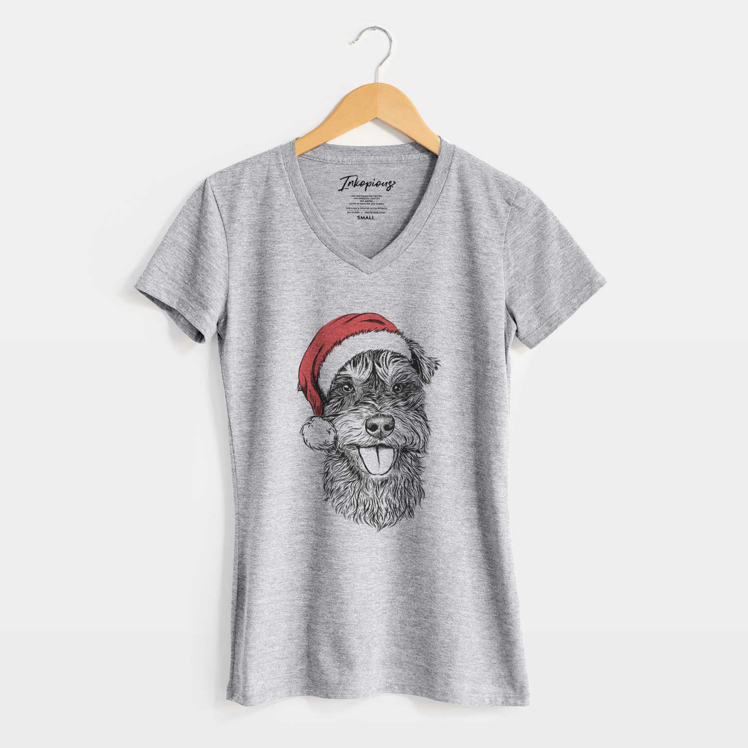 Santa Buster the Schnoodle - Women's V-neck Shirt