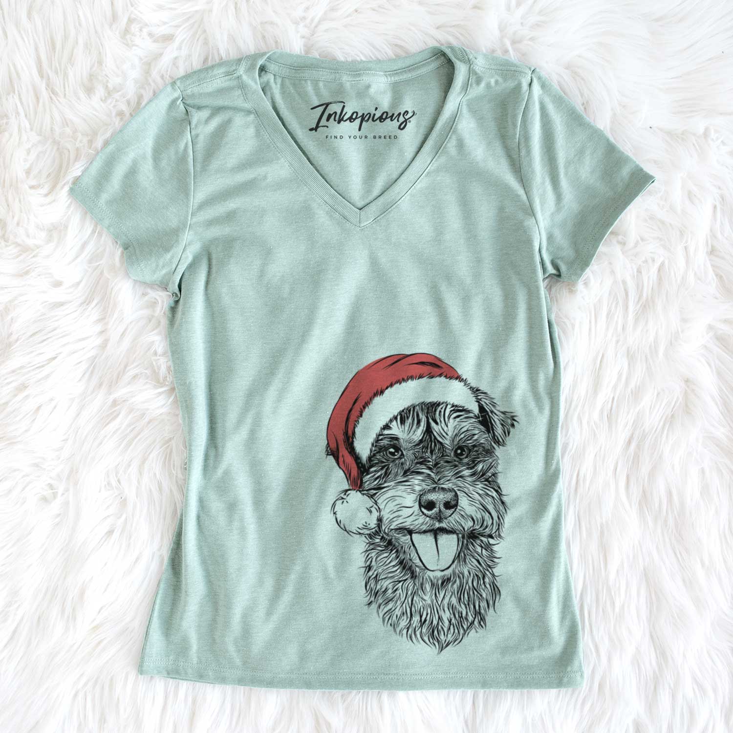 Santa Buster the Schnoodle - Women's V-neck Shirt
