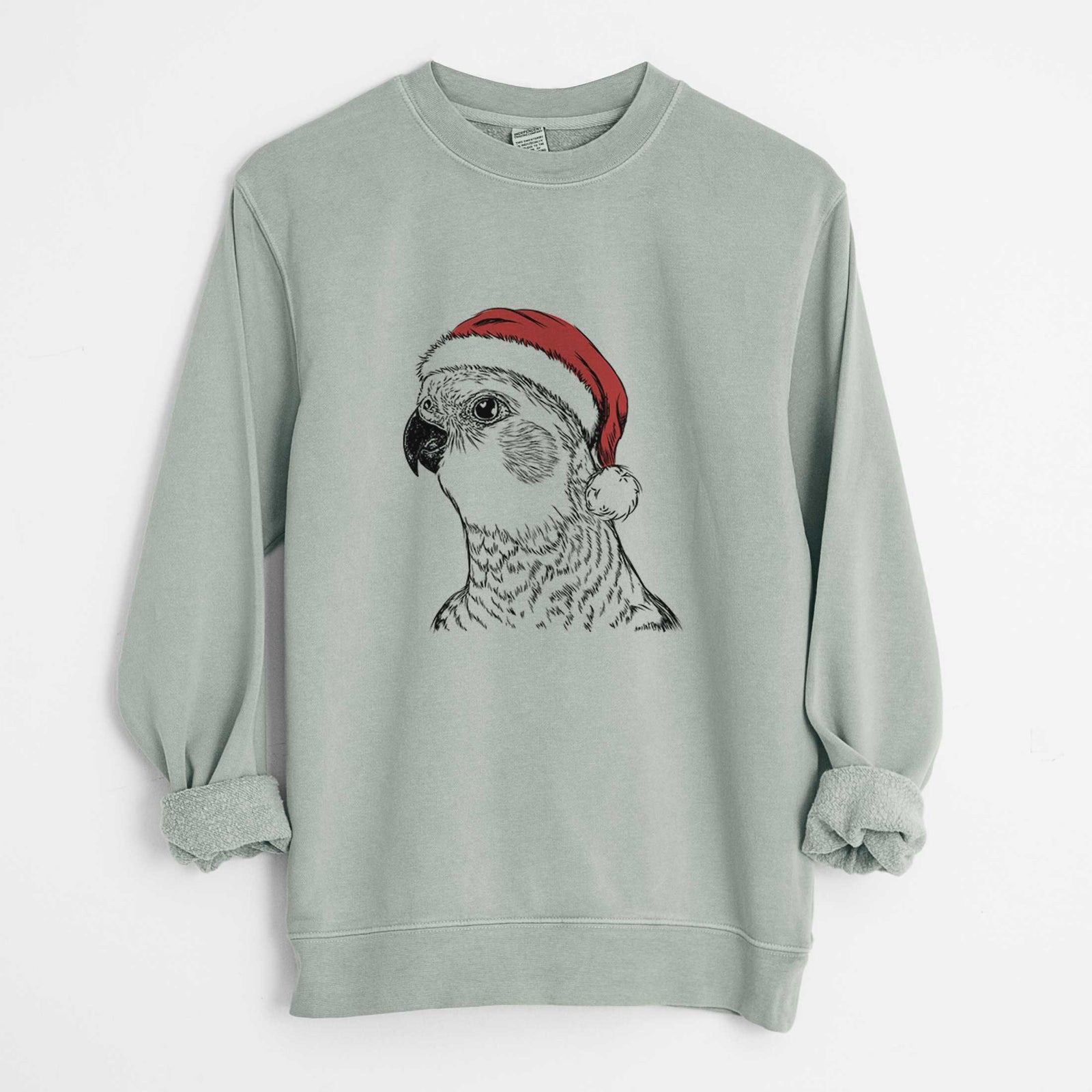 Santa Candy the Cockatiel - Unisex Pigment Dyed Crew Sweatshirt