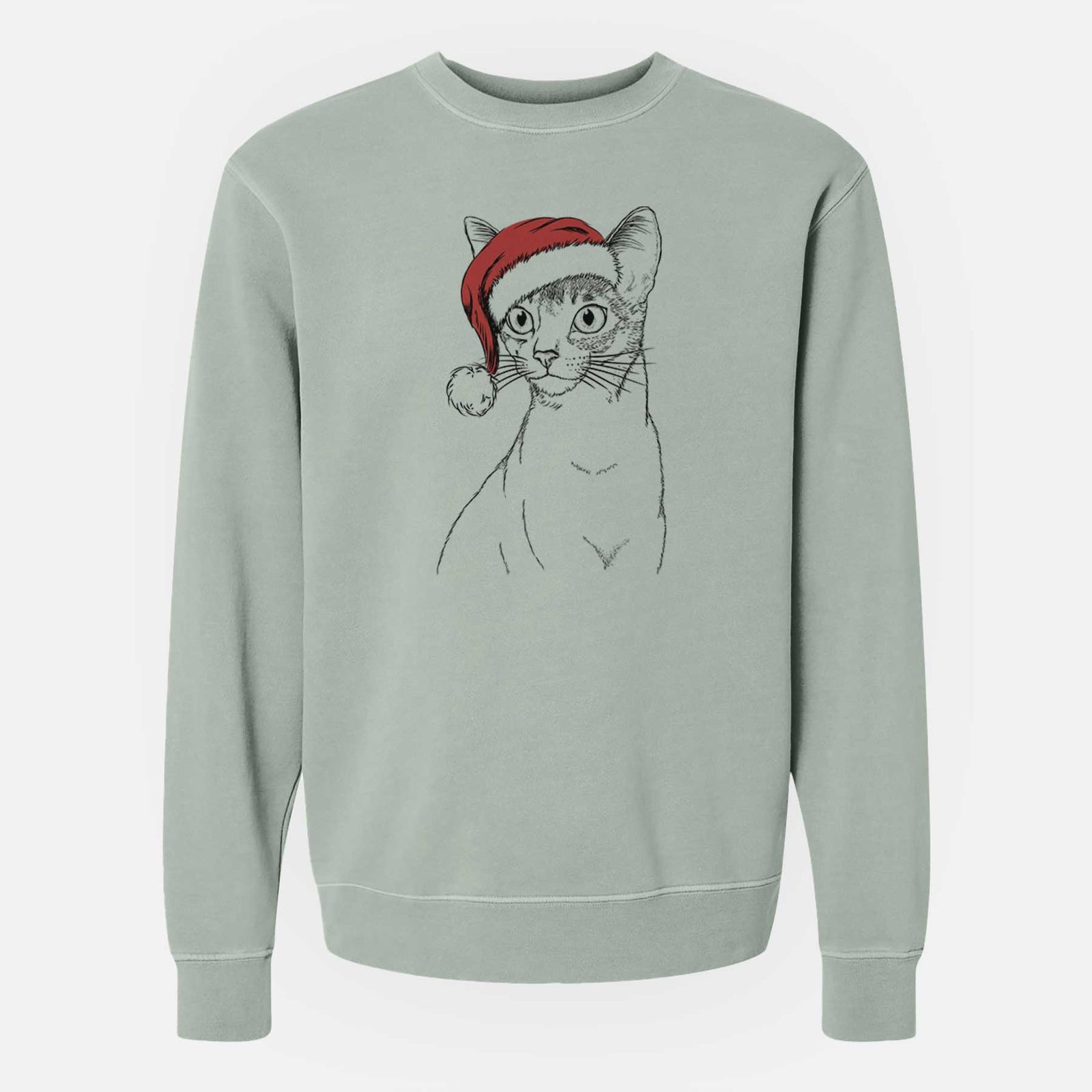 Santa Cedric the Abyssinian Cat - Unisex Pigment Dyed Crew Sweatshirt