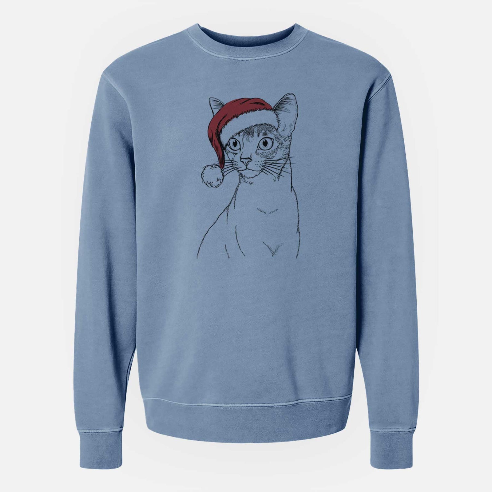 Santa Cedric the Abyssinian Cat - Unisex Pigment Dyed Crew Sweatshirt
