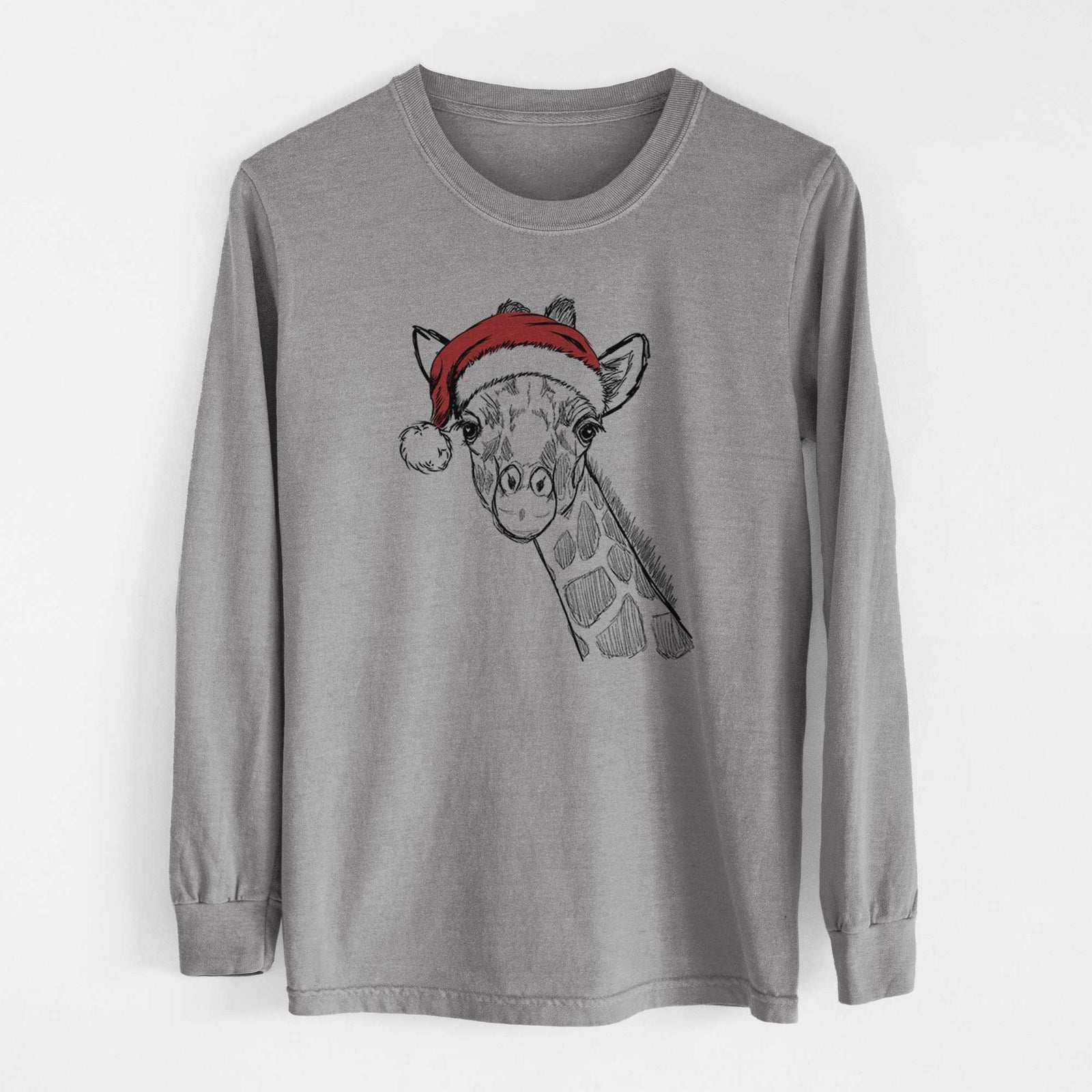 Santa Cedrick the Giraffe - Heavyweight 100% Cotton Long Sleeve