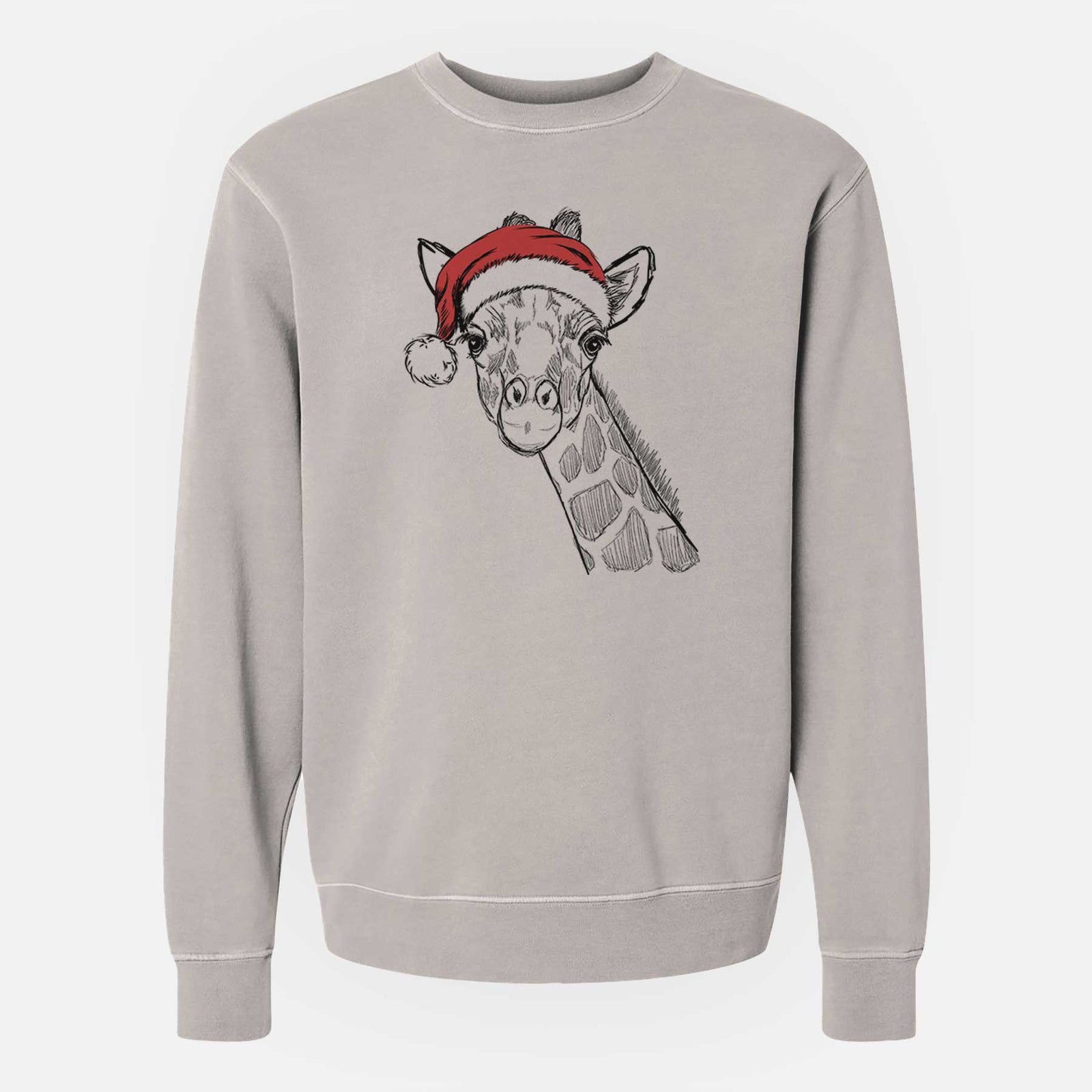 Santa Cedrick the Giraffe - Unisex Pigment Dyed Crew Sweatshirt