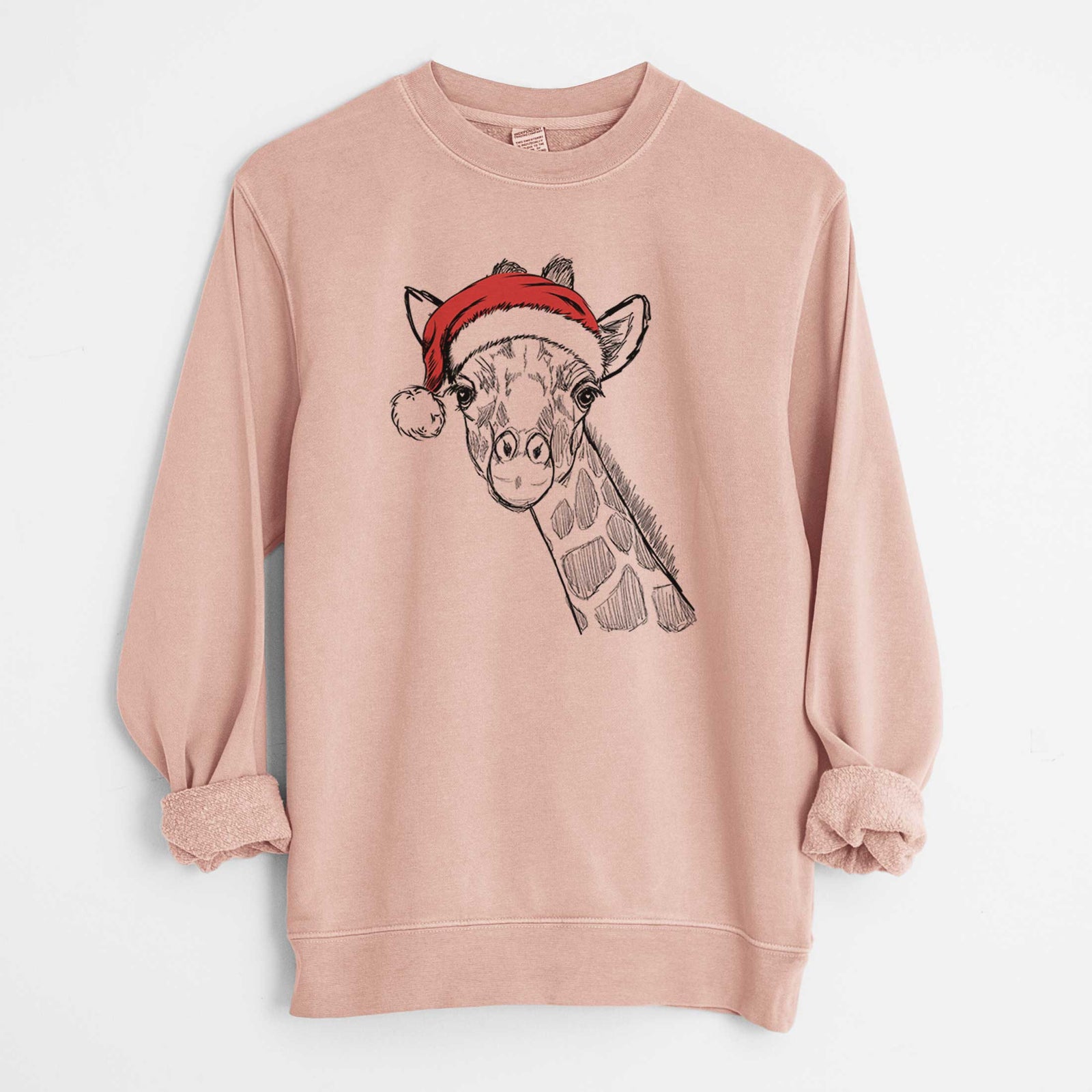 Santa Cedrick the Giraffe - Unisex Pigment Dyed Crew Sweatshirt