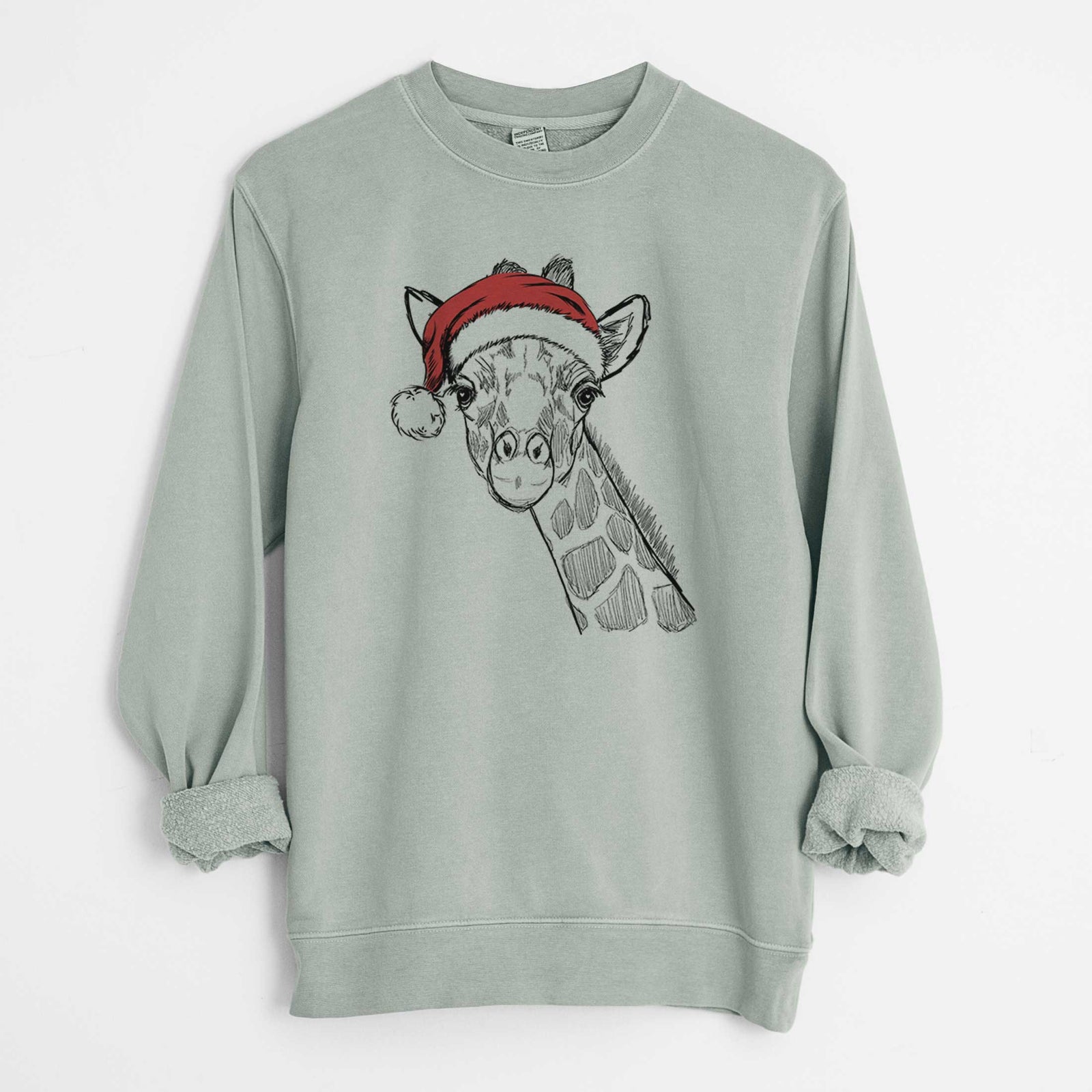 Santa Cedrick the Giraffe - Unisex Pigment Dyed Crew Sweatshirt