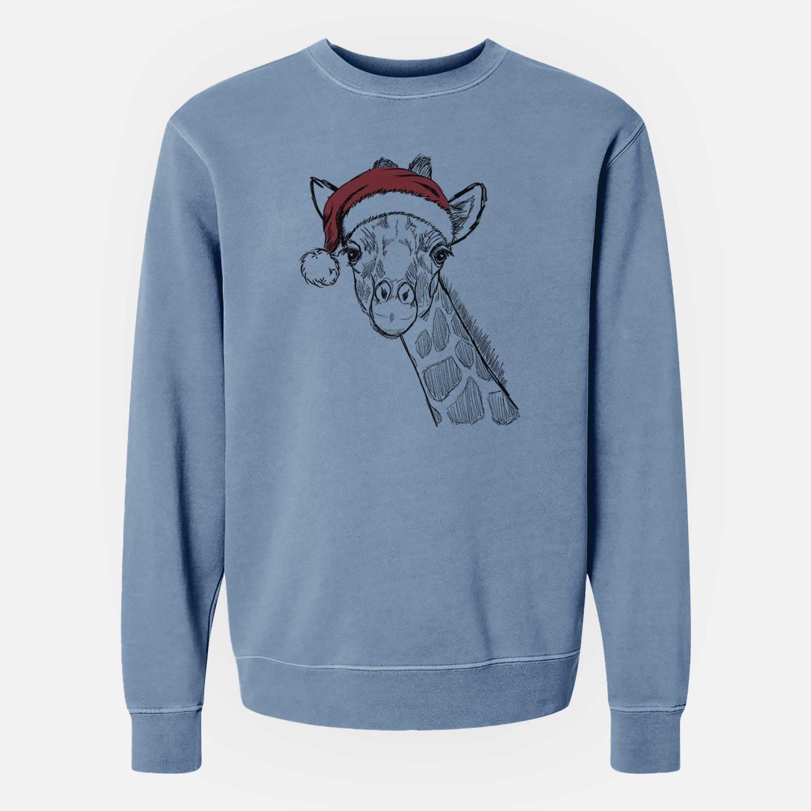 Santa Cedrick the Giraffe - Unisex Pigment Dyed Crew Sweatshirt