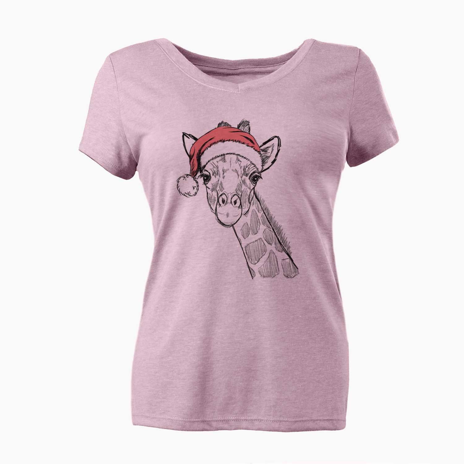 Santa Cedrick the Giraffe - Women's V-neck Shirt