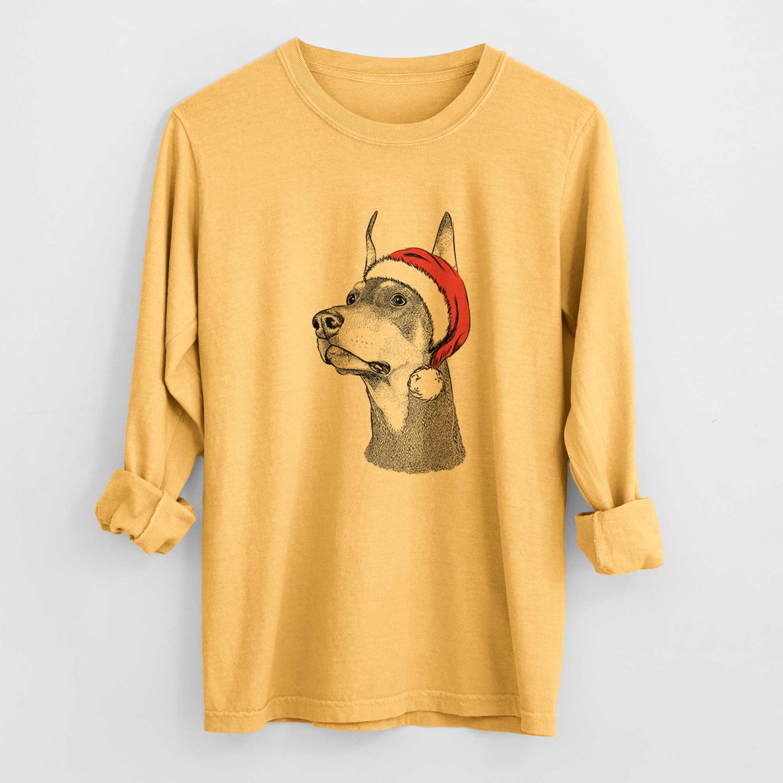 Santa Cenza the Doberman Pinscher - Heavyweight 100% Cotton Long Sleeve