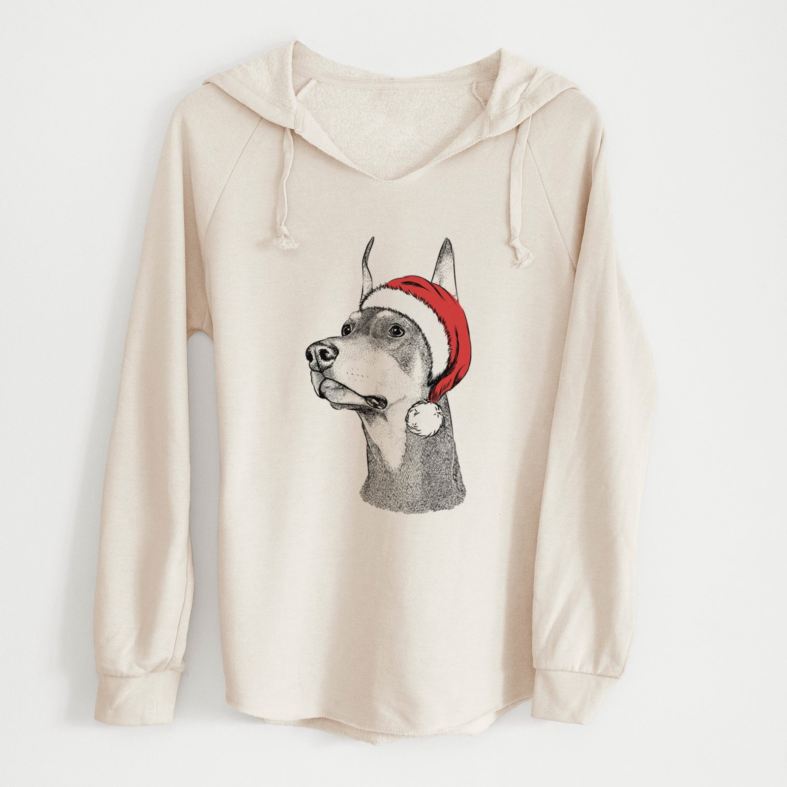 Santa Cenza the Doberman Pinscher - Cali Wave Hooded Sweatshirt