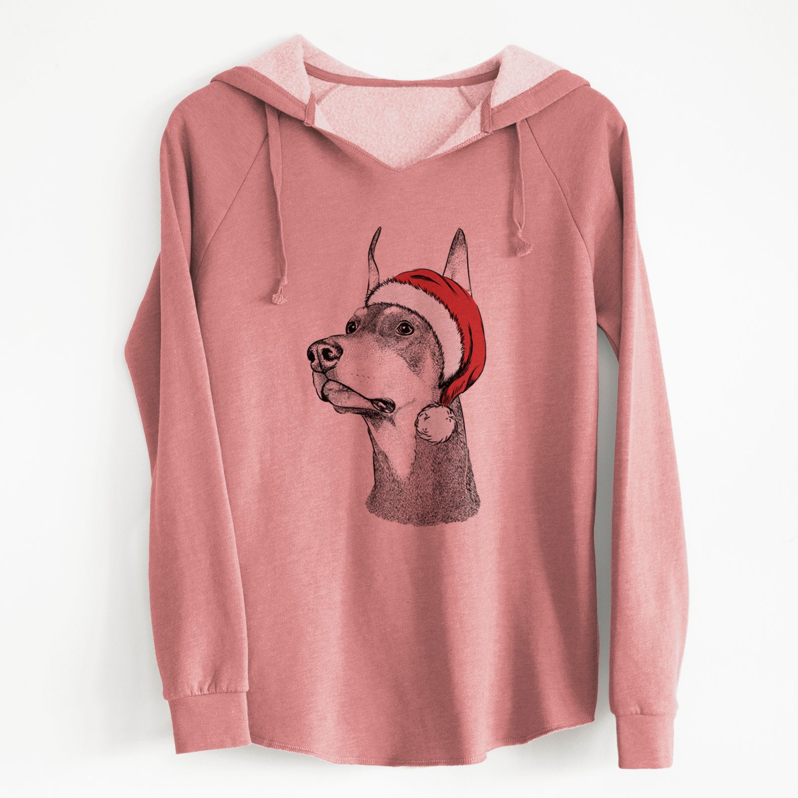 Santa Cenza the Doberman Pinscher - Cali Wave Hooded Sweatshirt