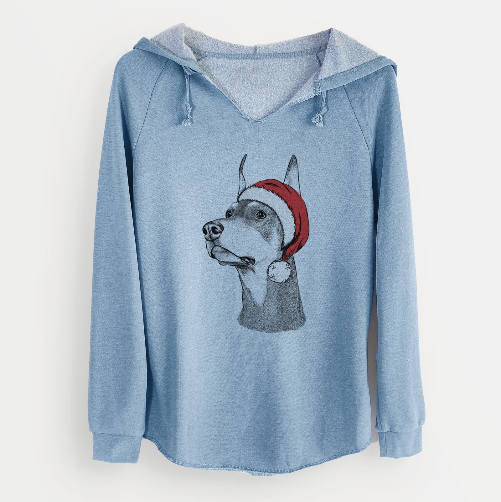 Santa Cenza the Doberman Pinscher - Cali Wave Hooded Sweatshirt