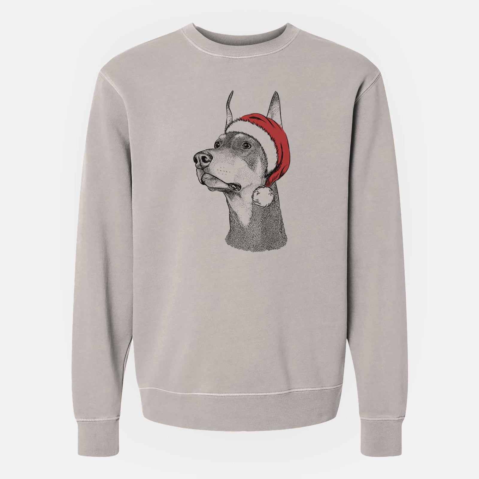 Santa Cenza the Doberman Pinscher - Unisex Pigment Dyed Crew Sweatshirt